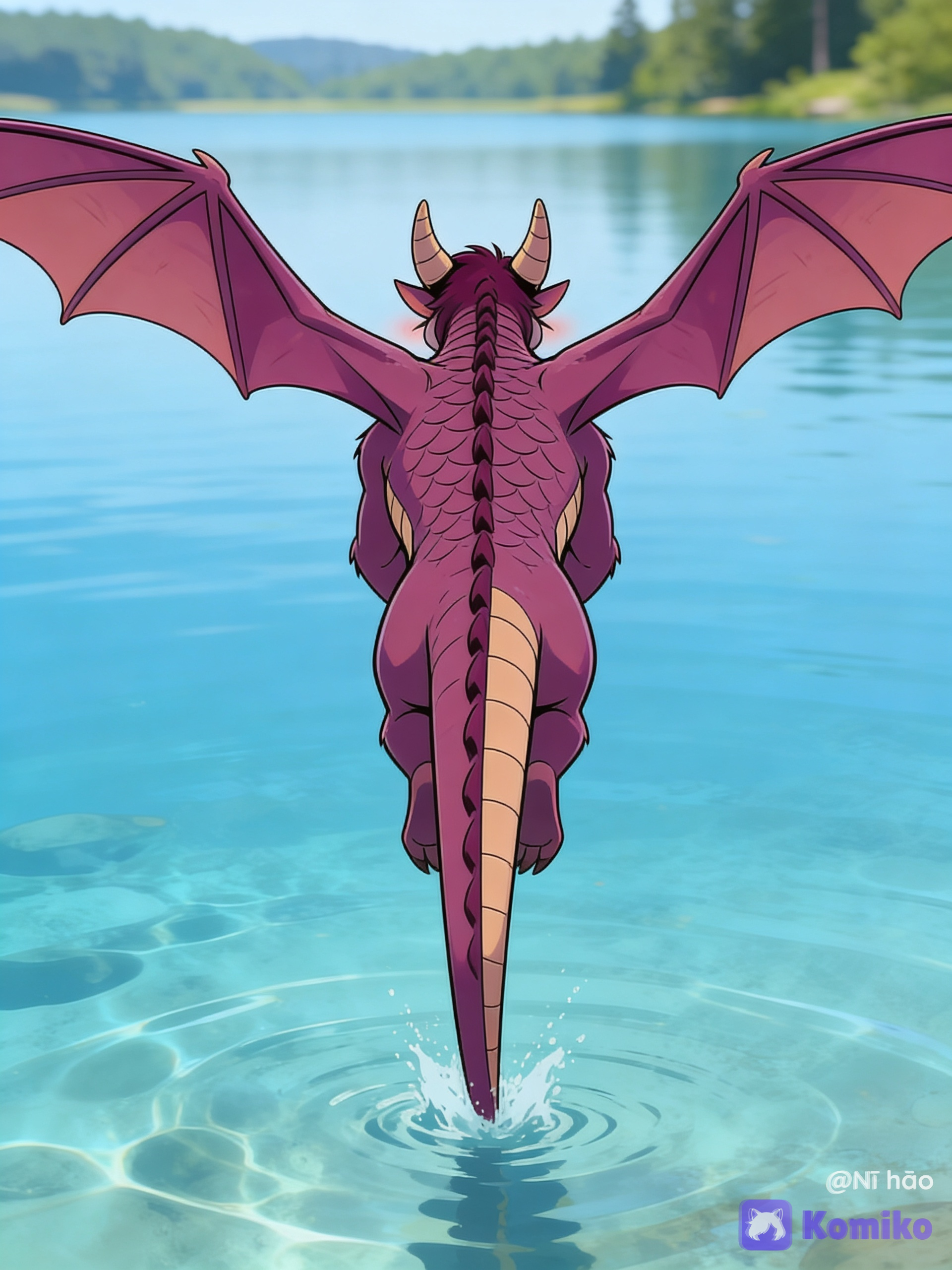 flying over the lake
