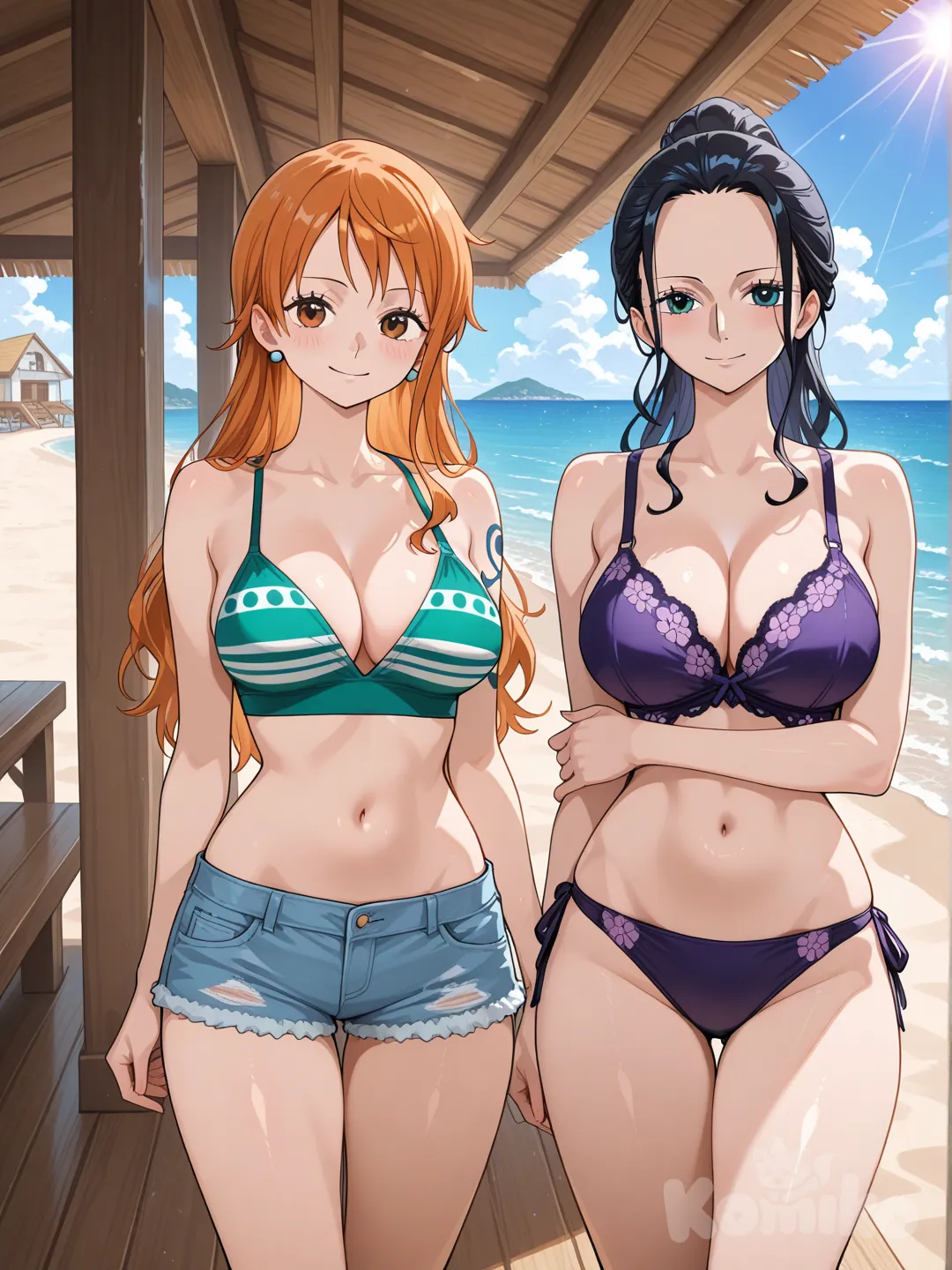 Nami_(One_Piece), @Nico_Robin na praia