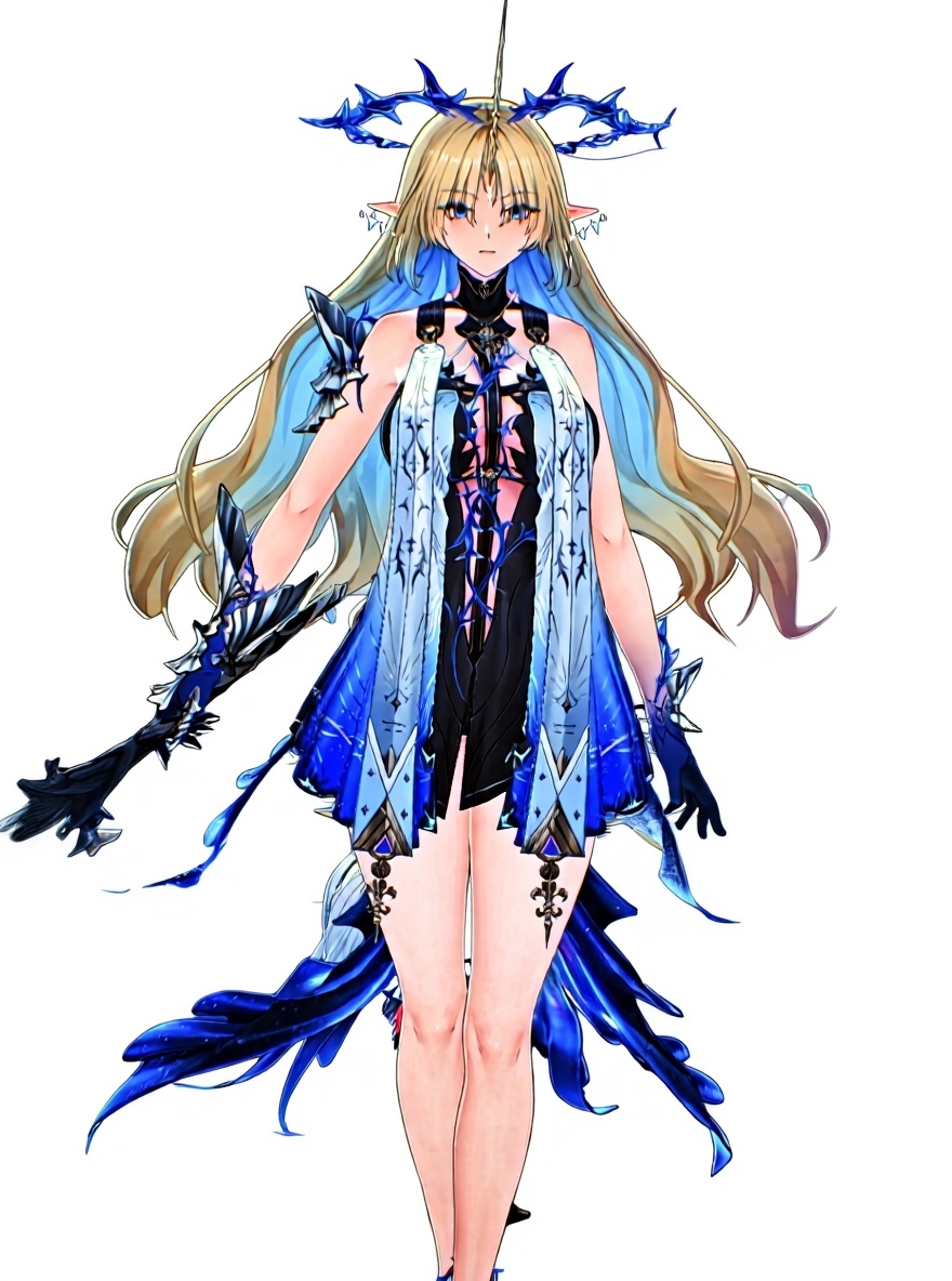 single character, full body, looking at viewer, anime style, simple background, white background