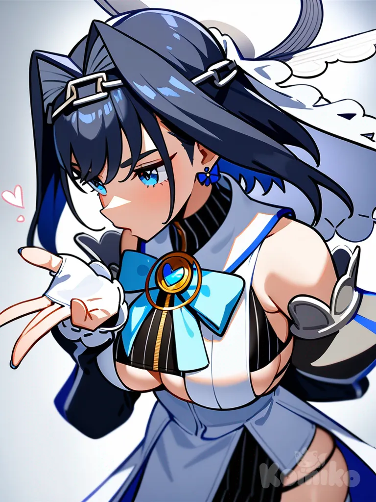 1girl, ouro kronii, blowing kiss