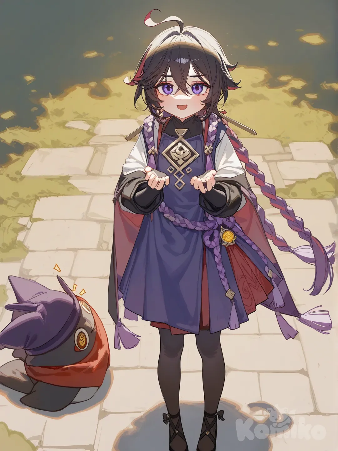 [lacquered-illustration-style](), expressive eyes, perfect face 1girl, outside, ultra-extreme quality, Masterpiec
e, beautiful, pretty, 1girl, genshin_impact, a genshin_impact oc\ my own character, genshin_impact, looking at the viewer, full body, standing up, with a genshin_impact colorful outfit on, lora:outline xl end:-2,lora:outline xl end:0,lora:outline xl end:2,anime eyes,douyin eyes,high detail eyes,multicolored iris