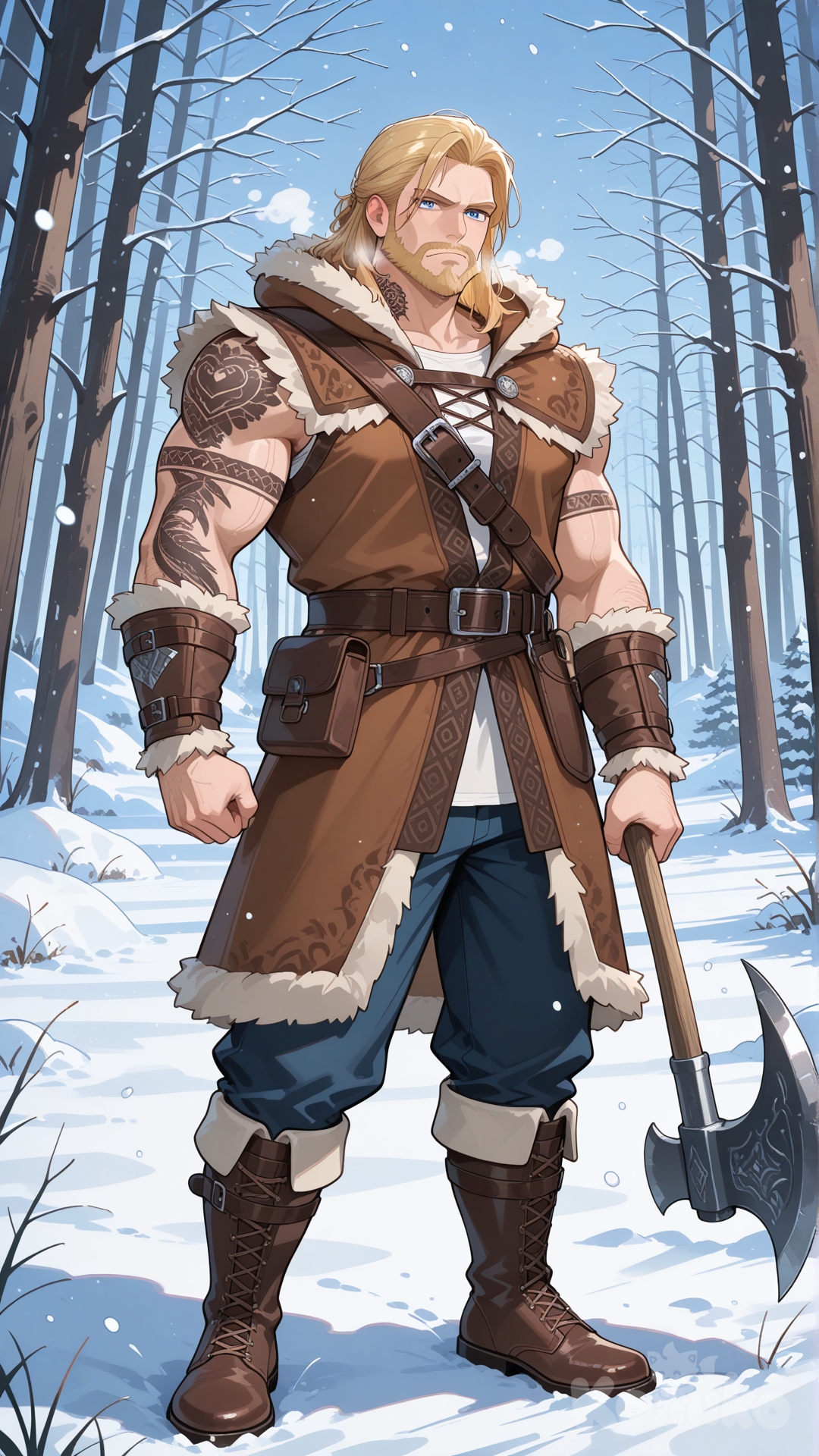 Eli in the middle of the frozen forest