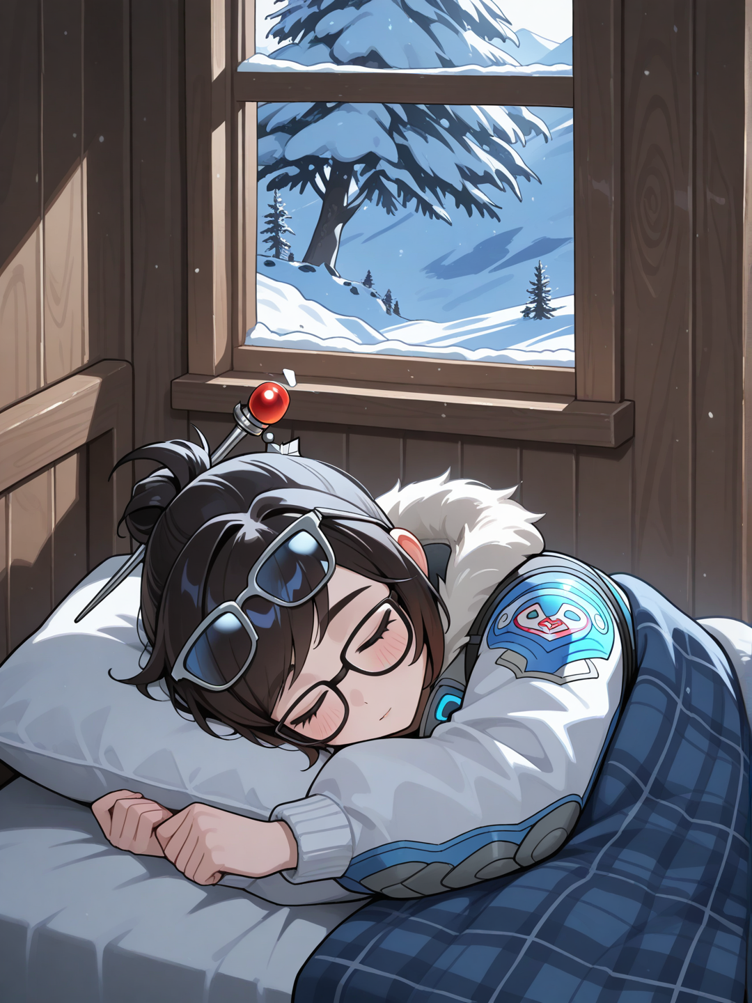 @Mei_(Overwatch), sleeping at the Antarctic base
