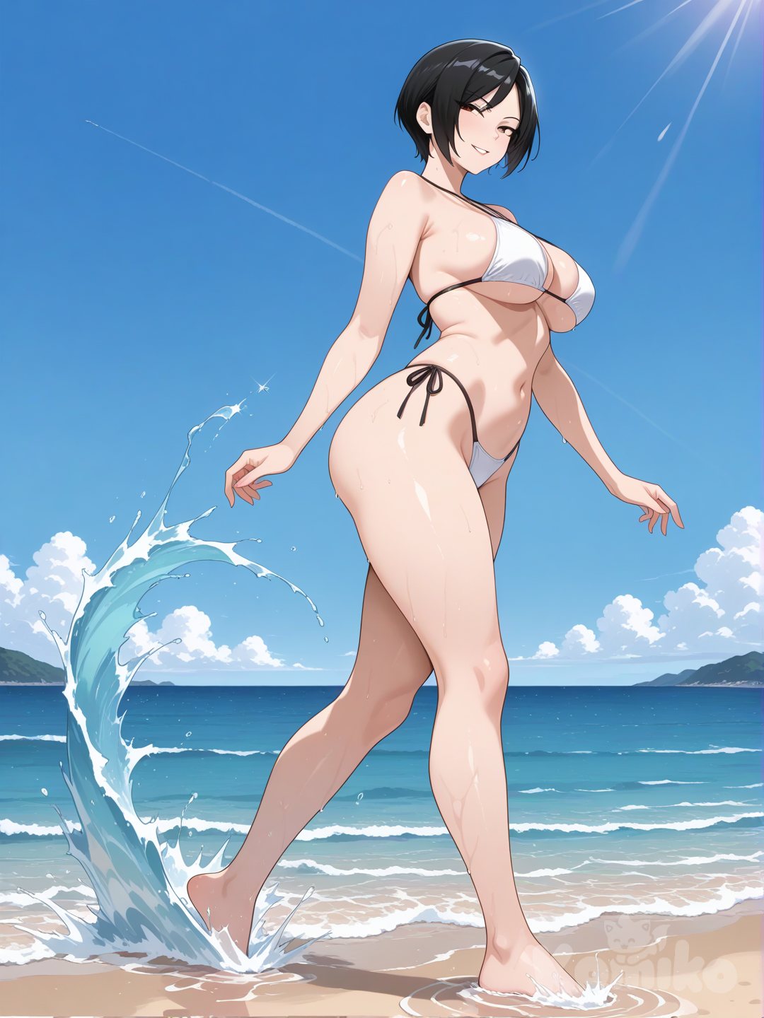 Ada Wong # funny , relaxed playing water in the beach