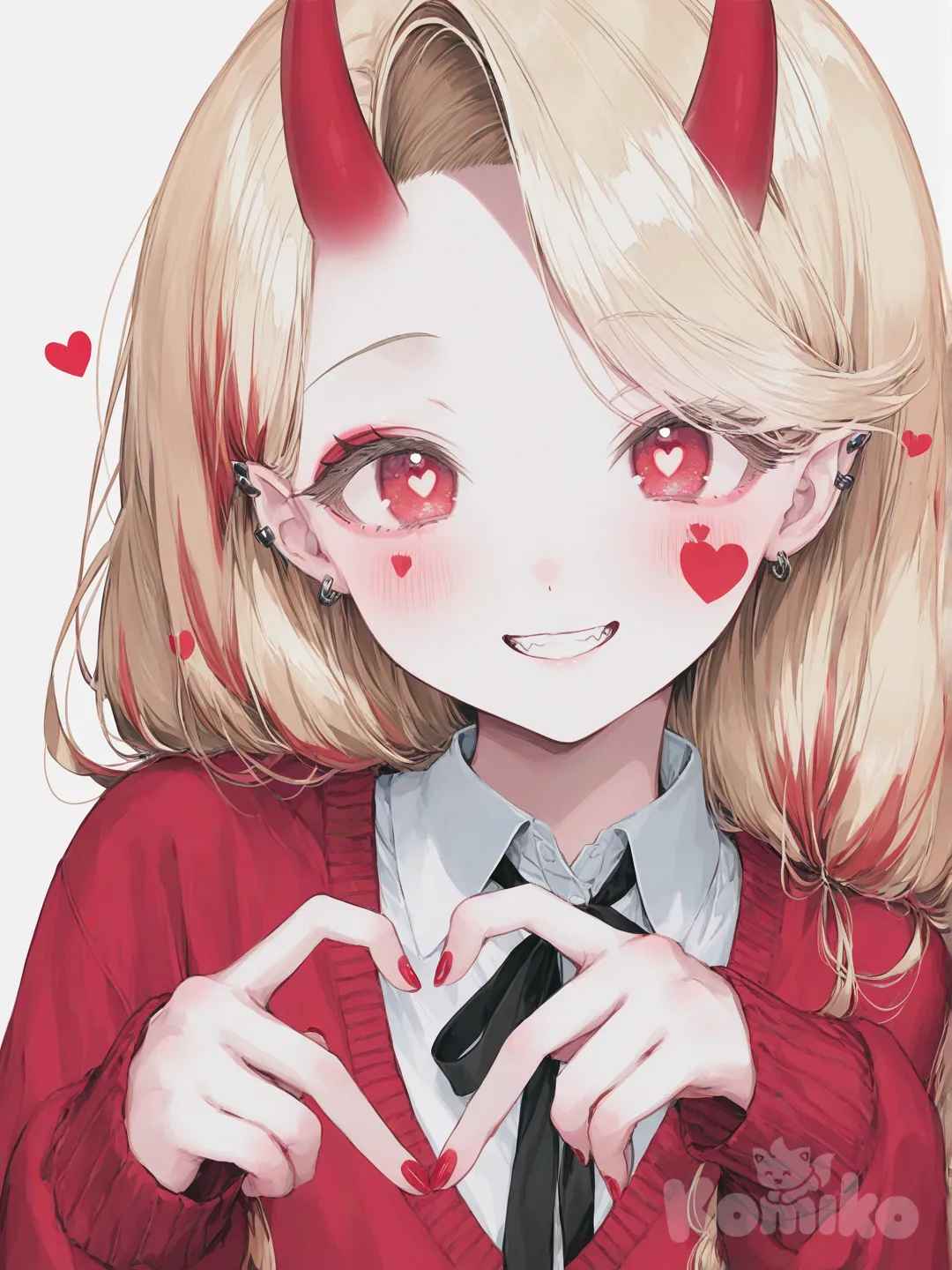 @Charlie_Magne, [sweet-pastel-style], smile, heart hands.