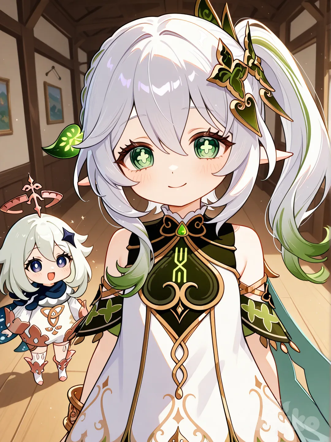 nahida (genshin impact), happy, paimon (genshin impact)