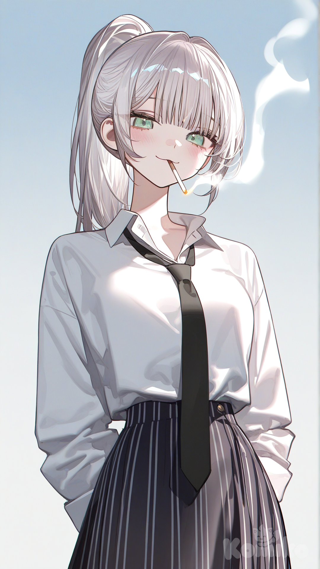 Vertical-striped skirt