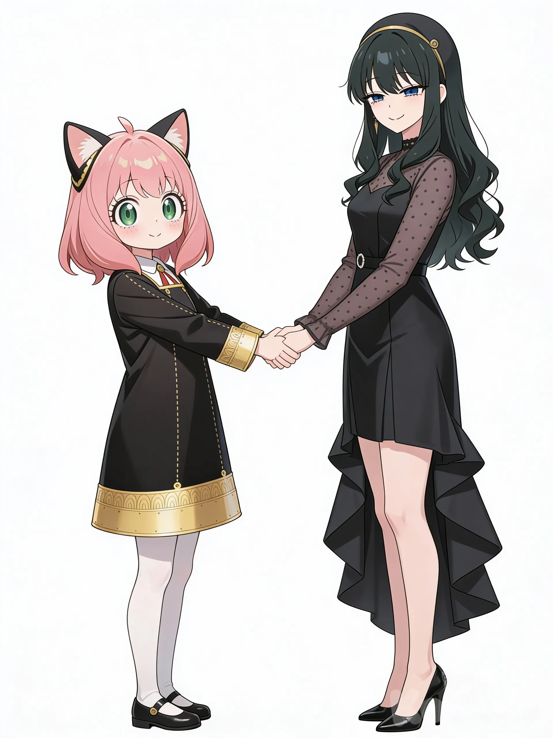 @Anya_(Spy_X_Family), @emilie-gXfu, holding hands, white background, full body