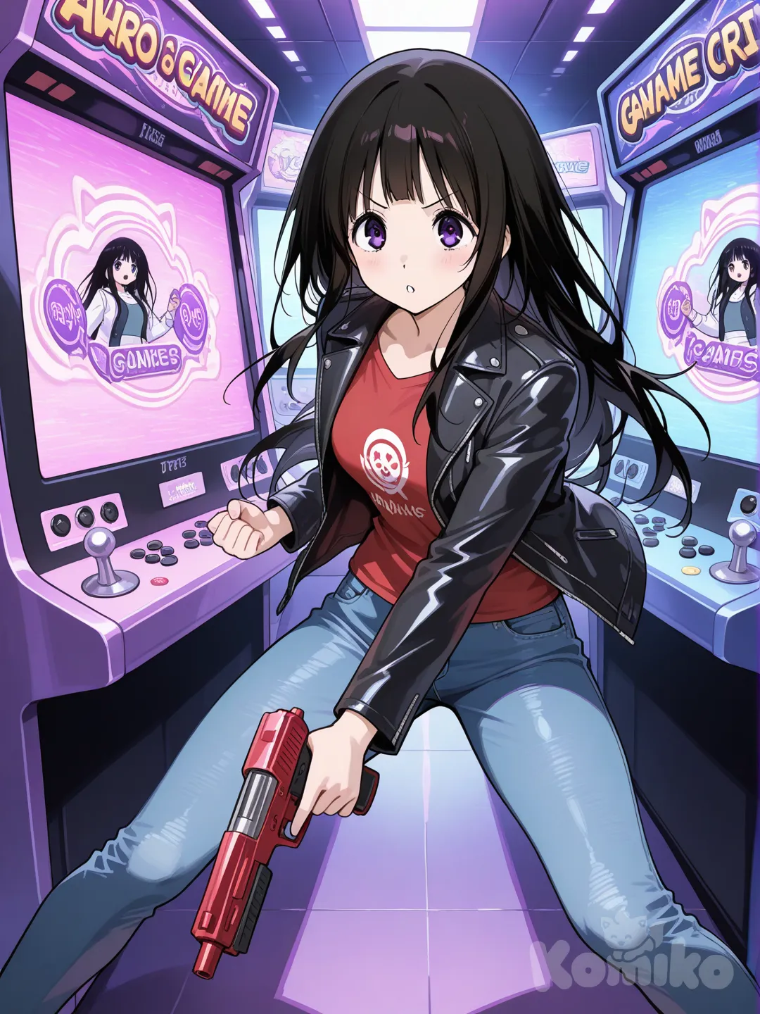 Chitanda Eru playing Time Crisis