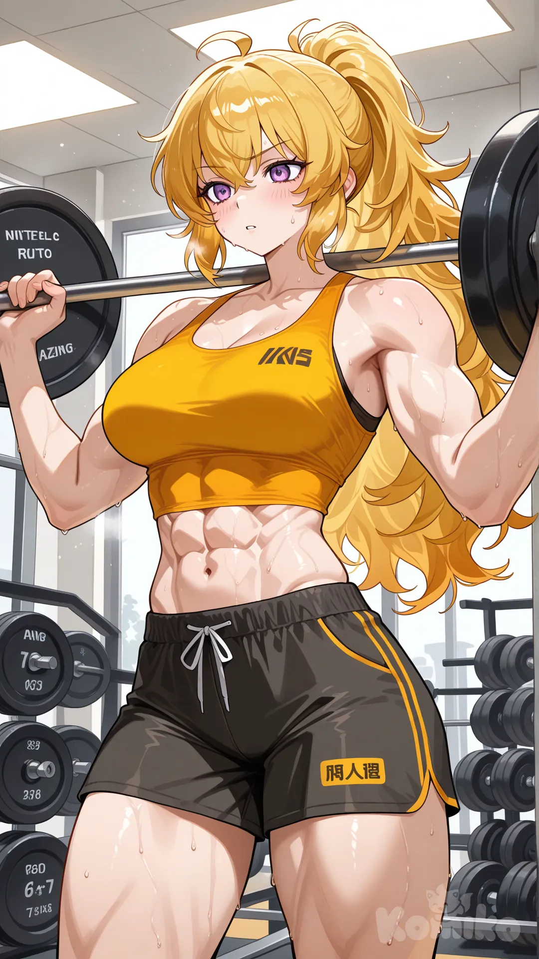 yang xiao long, lifting weights
