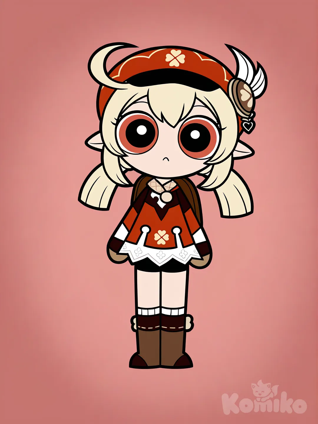 @Klee_(Genshin_Impact), [powerpuff-girls-style], looking at viewer, full body, portrait