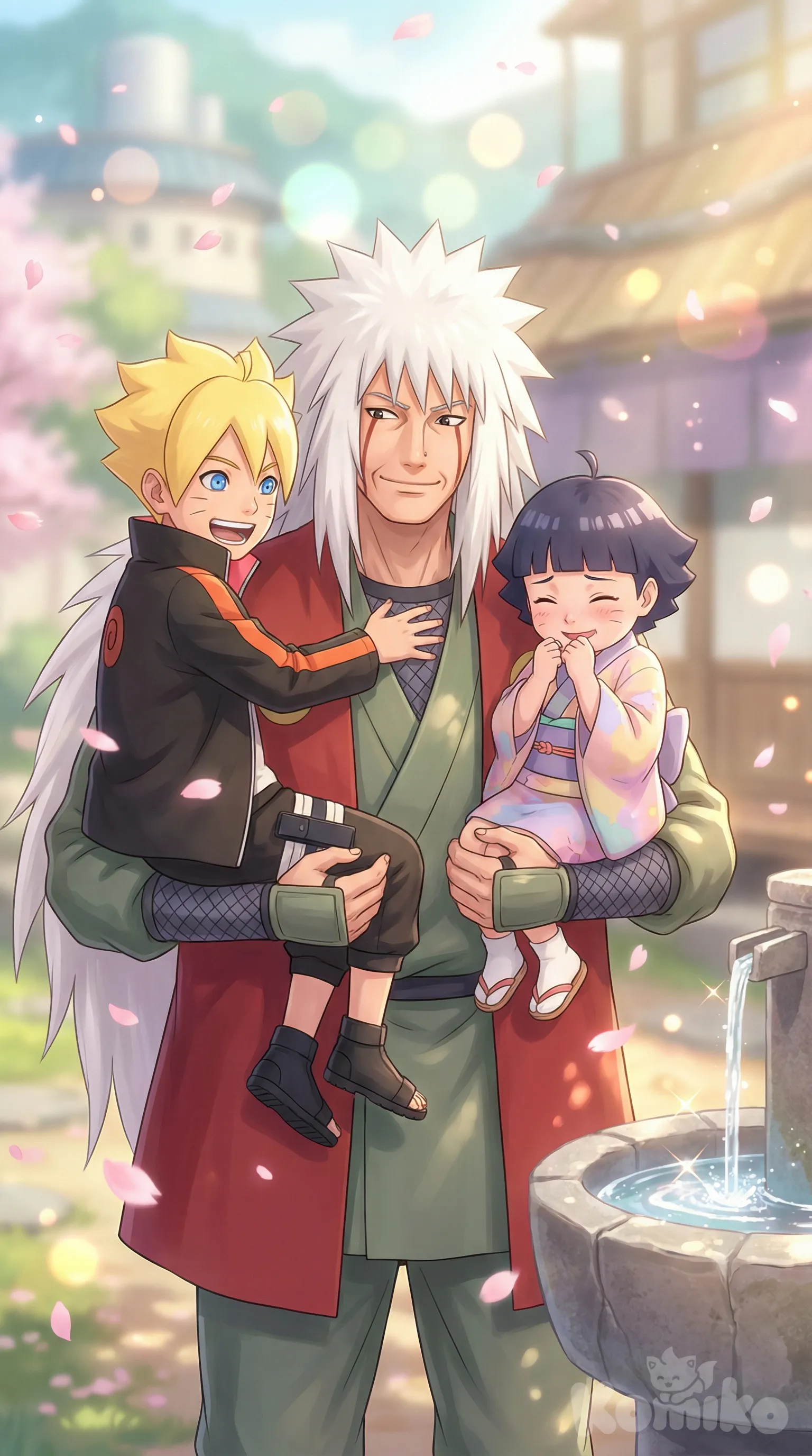 Jiraiya with Baruto and Himawari
