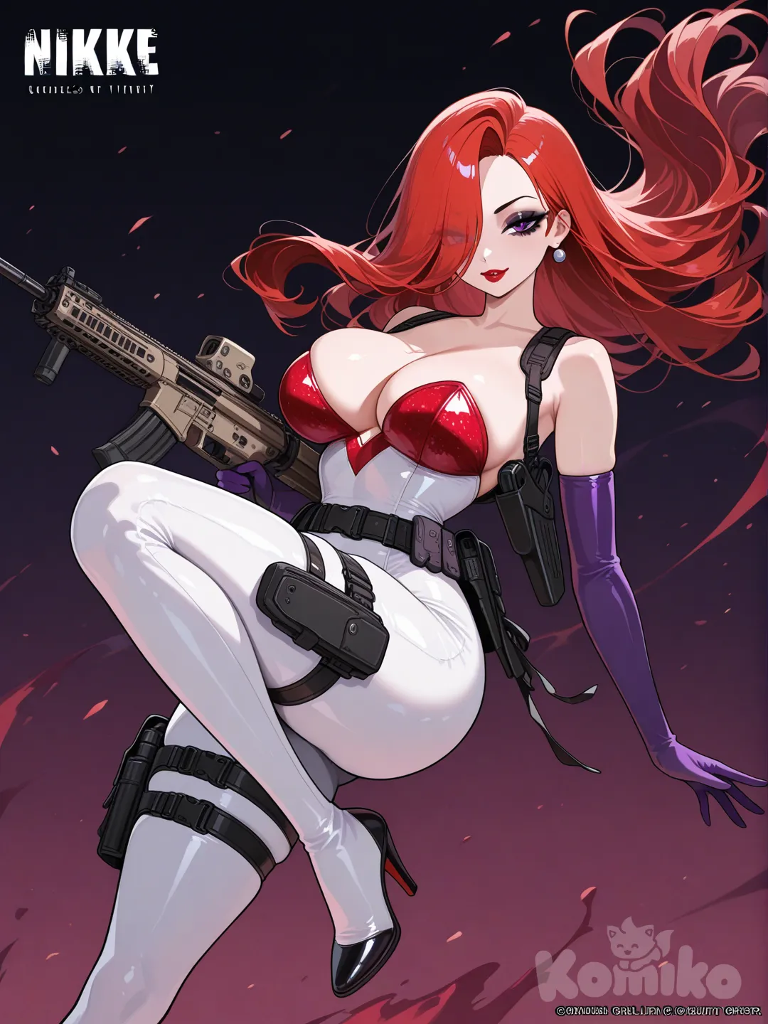 Jessica rabbit, goddess of victory: nikke style, assault rifle, tactical belts
