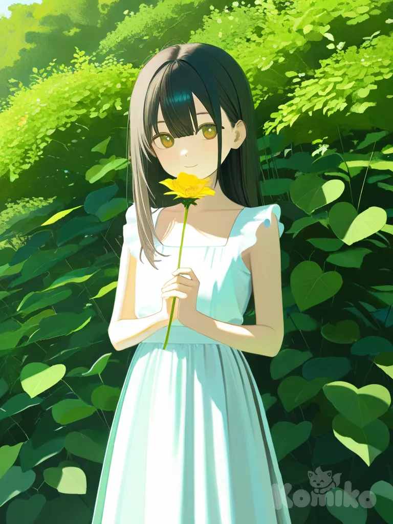 flat color, no lineart, by astg, 1girl, holding flower, clothed