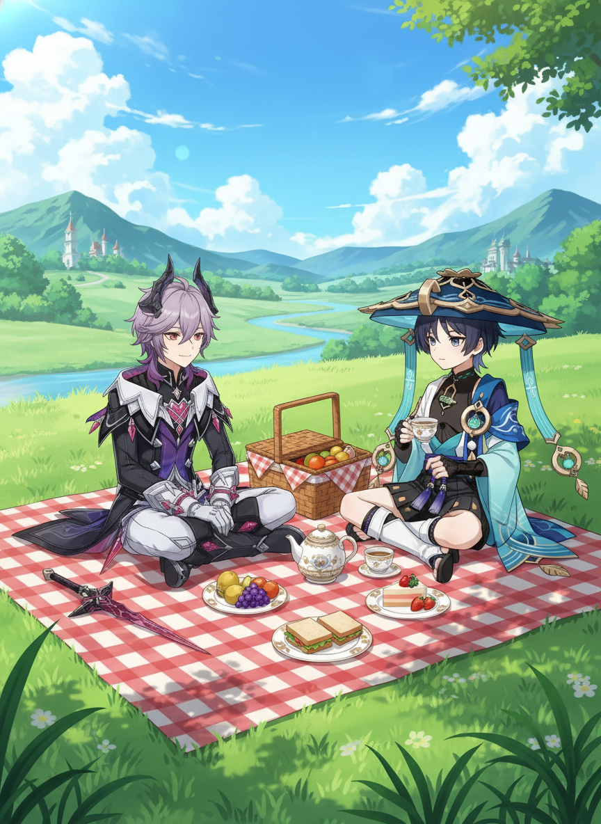 @Durin, @Wanderer_(Genshin_Impact), picnic