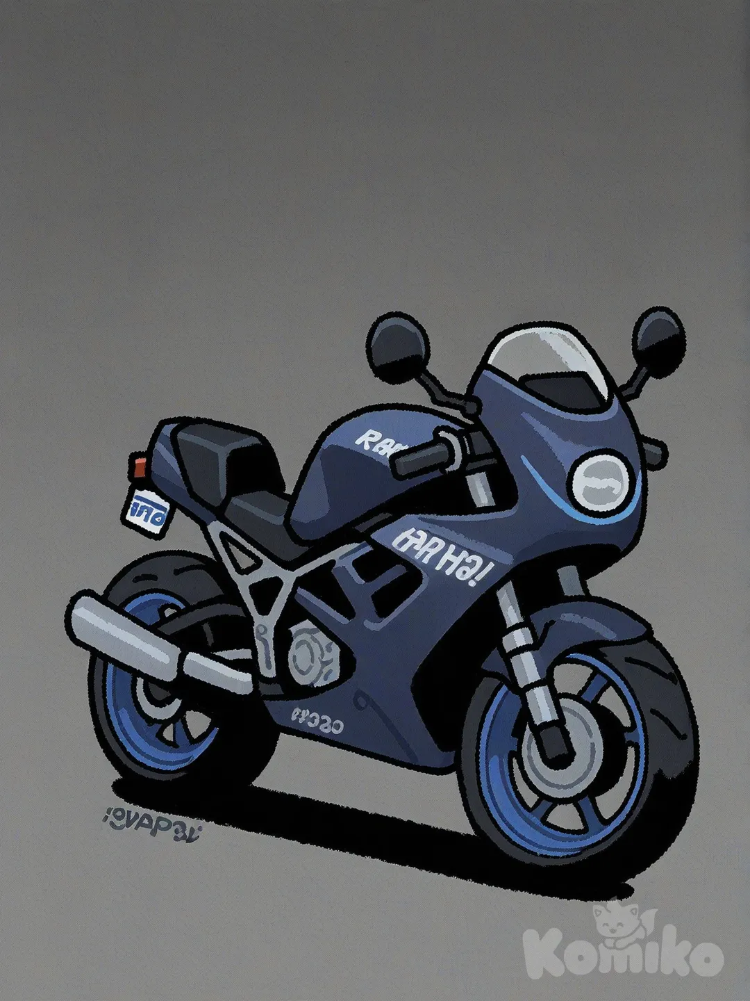 motorcycle, [thick-outline-style], clean background, white background, water mask with 100% opacity, without watermark