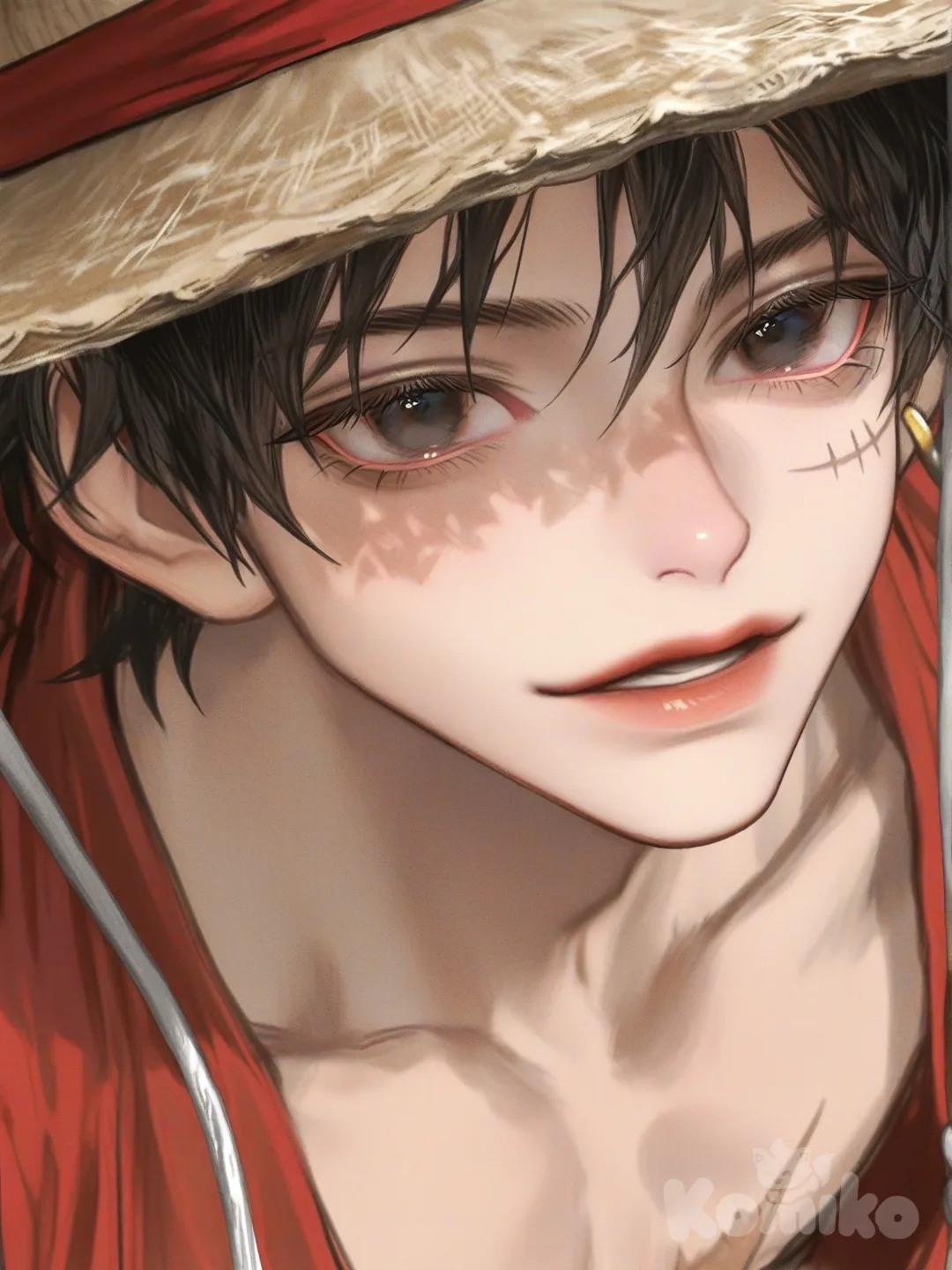 Monkey D. Luffy, [semi-realistic-portrait-style]