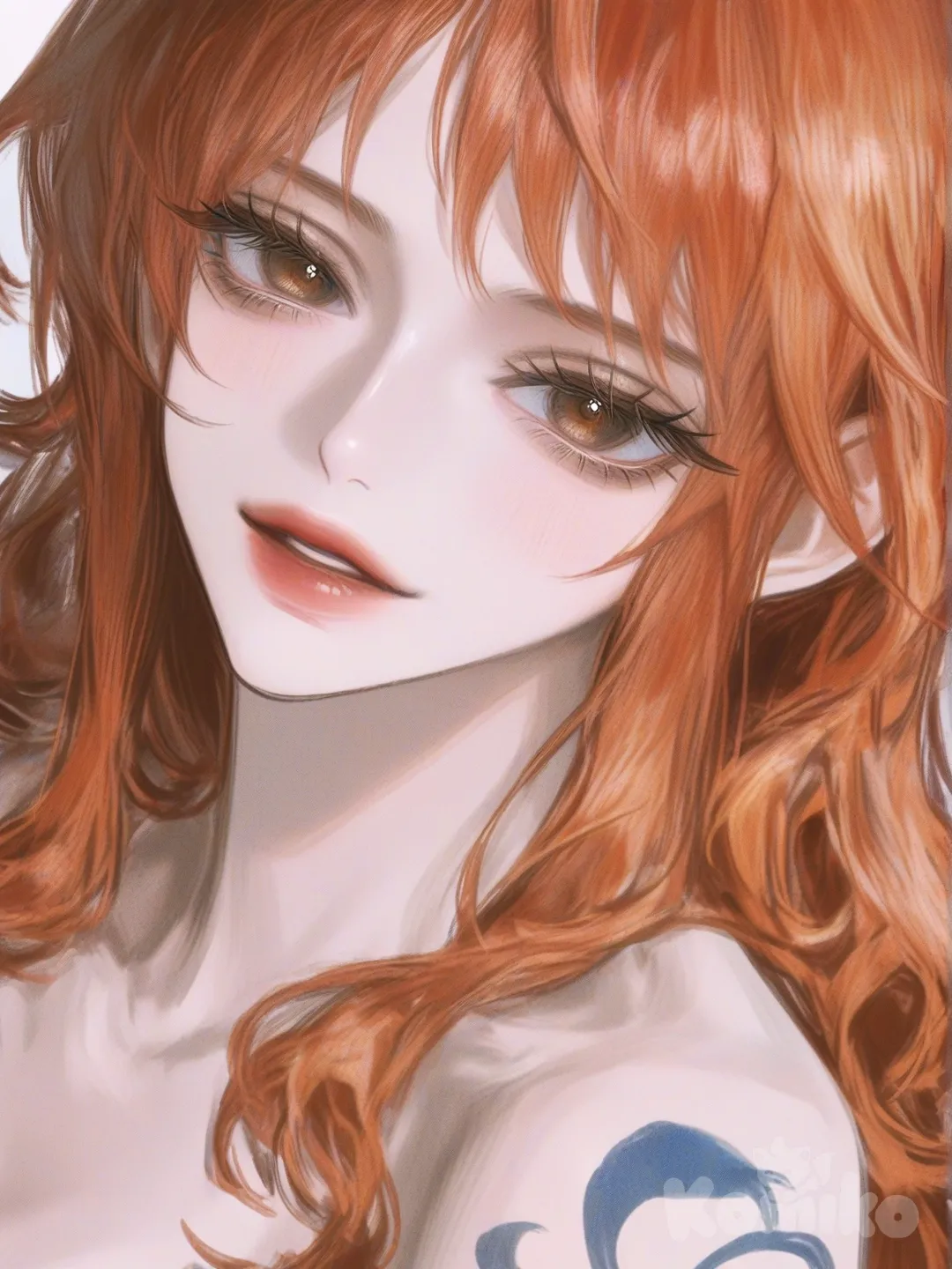 @Nami_(One_Piece), [semi-realistic-portrait-style]