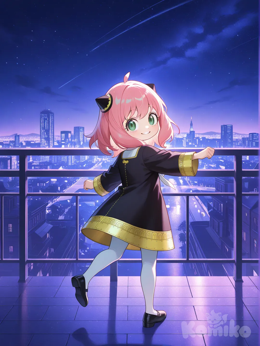 @Anya_(Spy_X_Family), dancing, cityscape