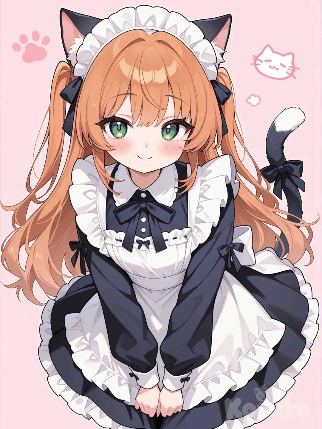 cat girl, cute, maid