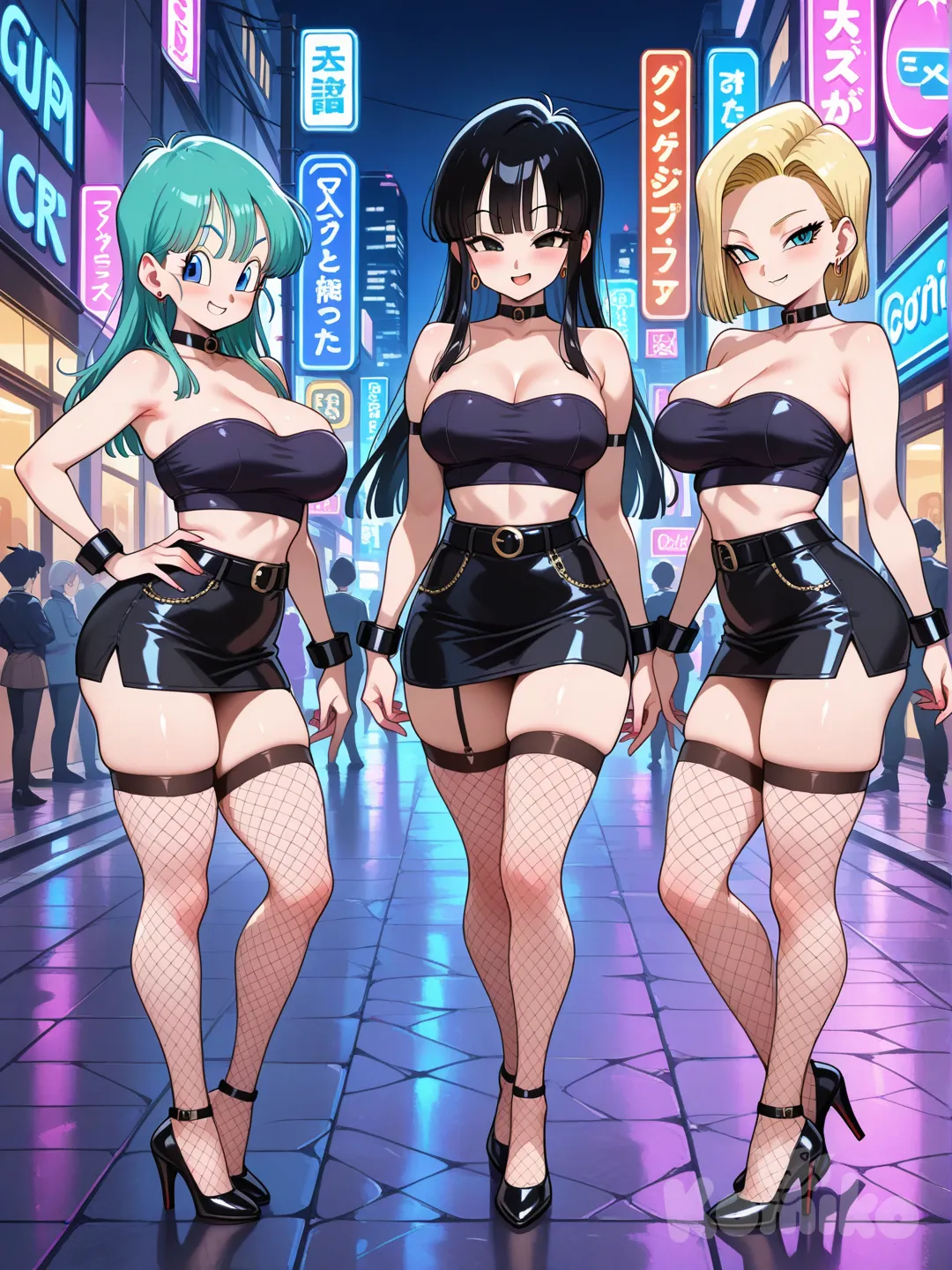 Chi-Chi, Bulma, And Andriod 18.  NIGHT ON THE TOWN