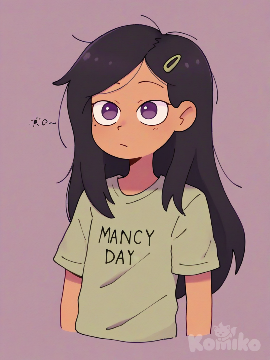 marcy wu, amphibia, 1girl, black hair, short hair, long hair, hairclip, [pokemon-style]