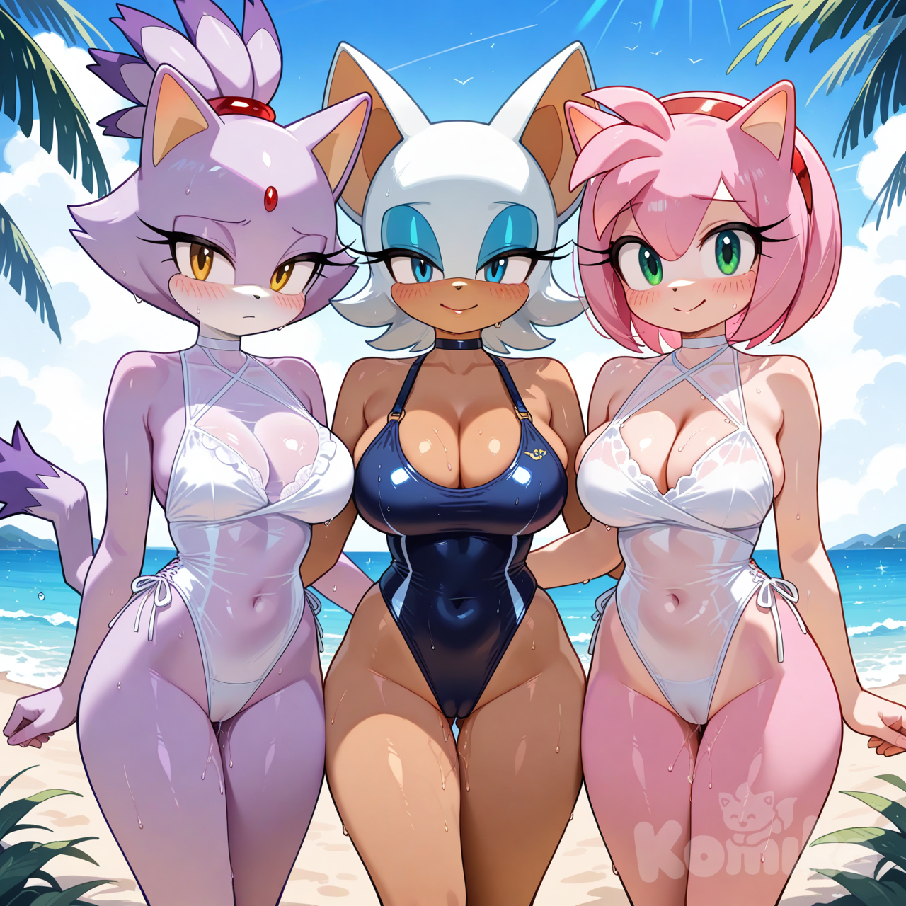Sonic ladies at the beach