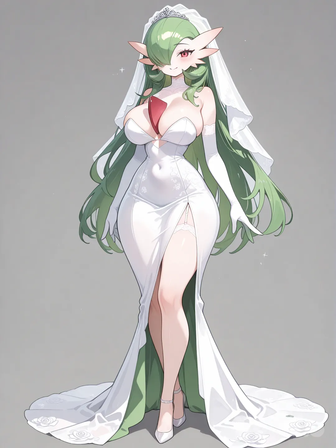Pokemon, gardevoir, wedding dress, curvy