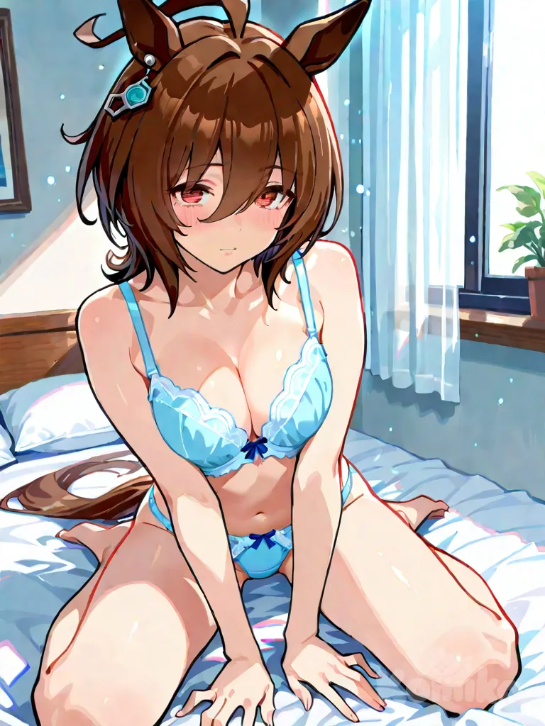 1girl, umamusume, full body, bra, panties, agnes tachyon (umamusume)