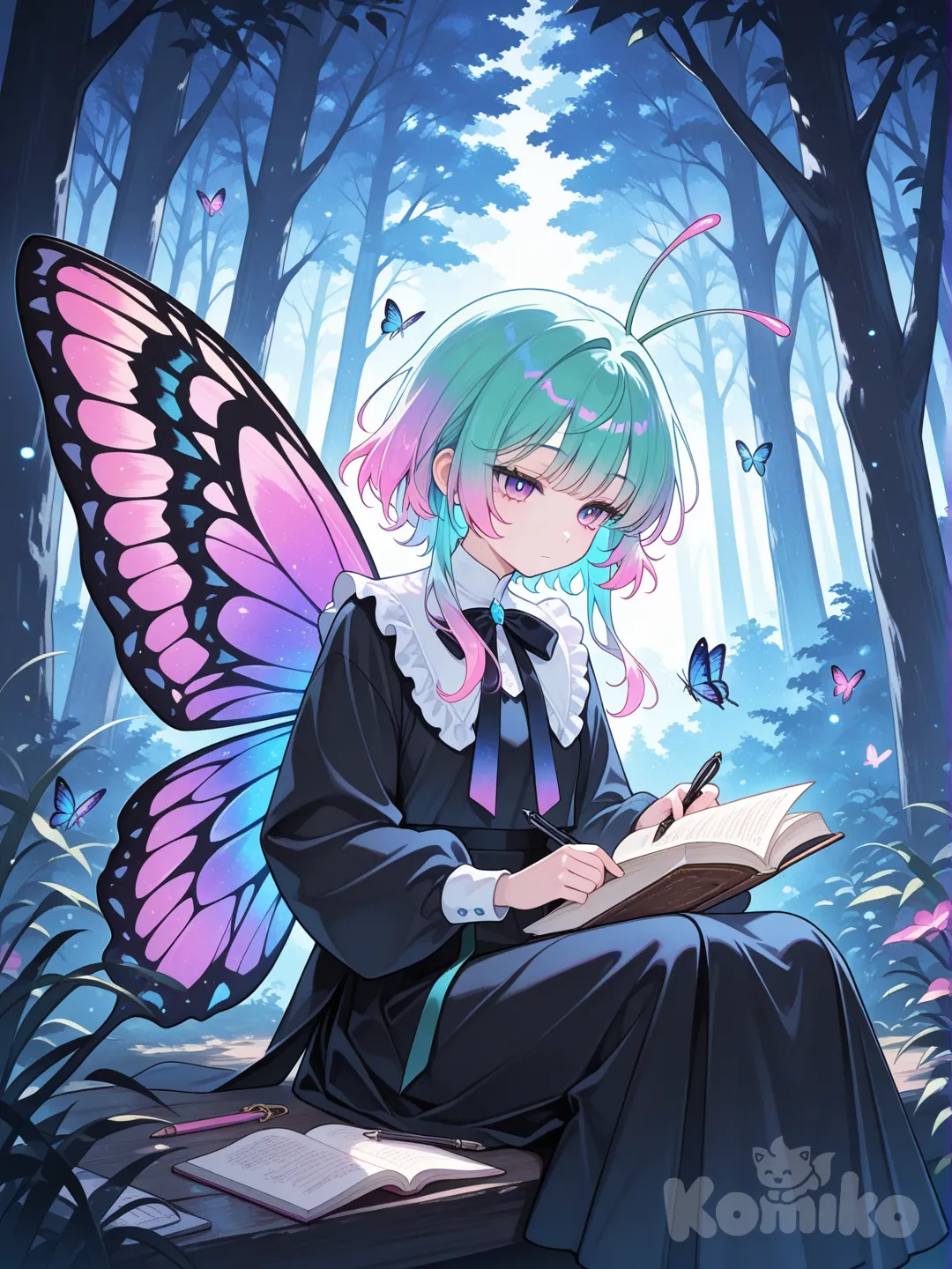 Butterfly Girl With a One-Week Lifespan

Every week she reincarnates as a new version of herself. She keeps a journal so she knows who she used to be.