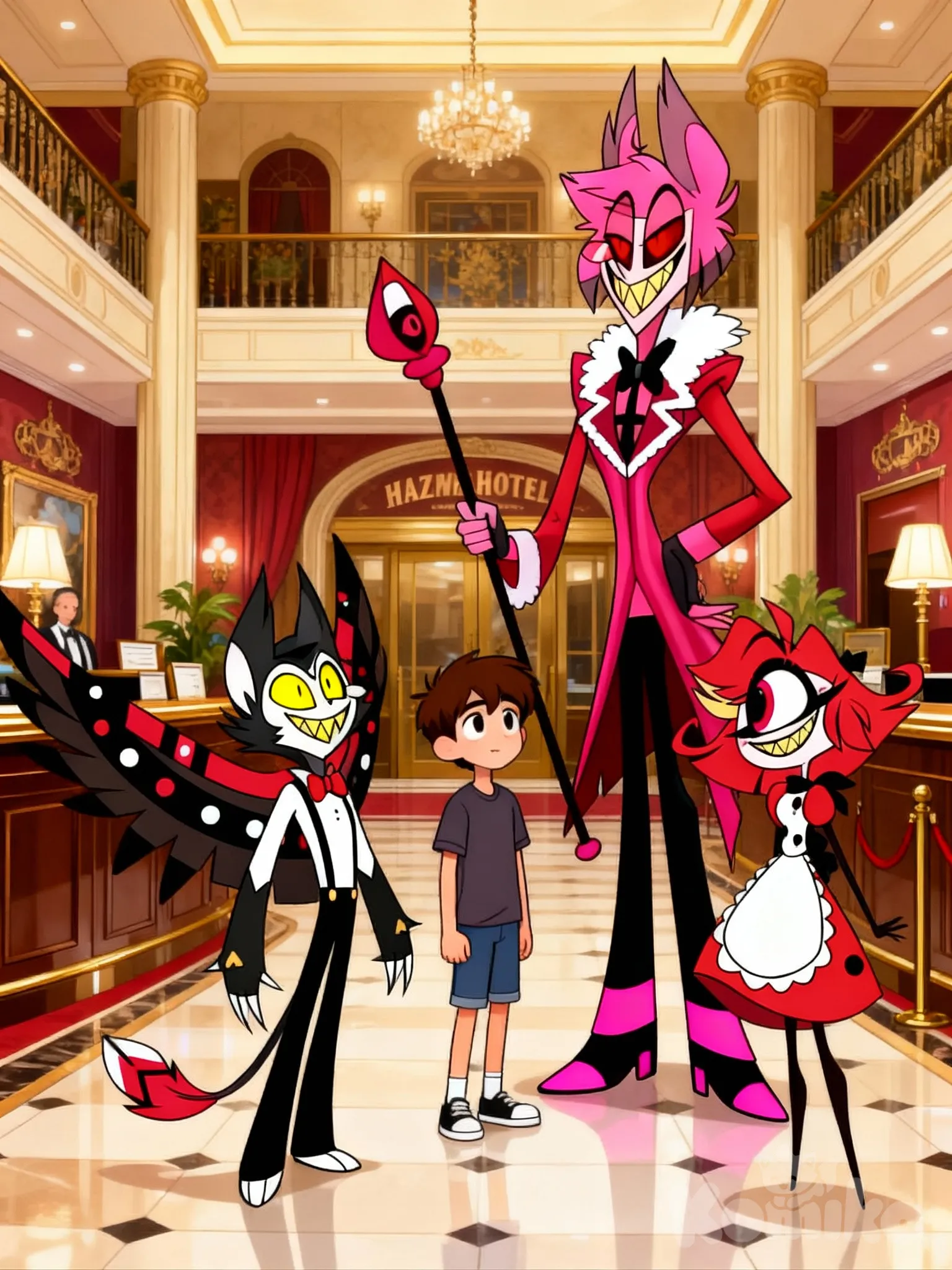 Xavier meeting the Hazbin Hotel people