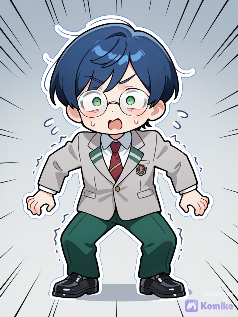@tenya-iida-LXyc : *His entire body undergoes a violent, sudden spasm of shock, his eyes nearly bulging behind his fogged-up lenses.*