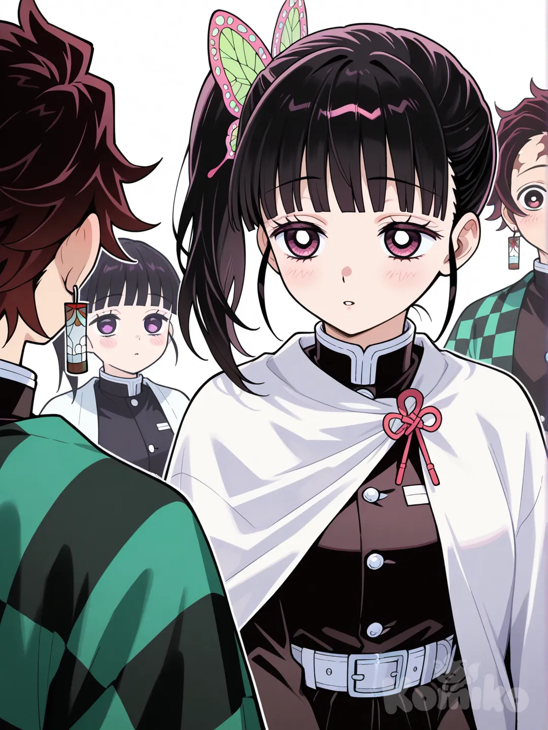 @Tsuyuri_Kanao, 1boy, 1girl, 2people, @Kamado_Tanjirou