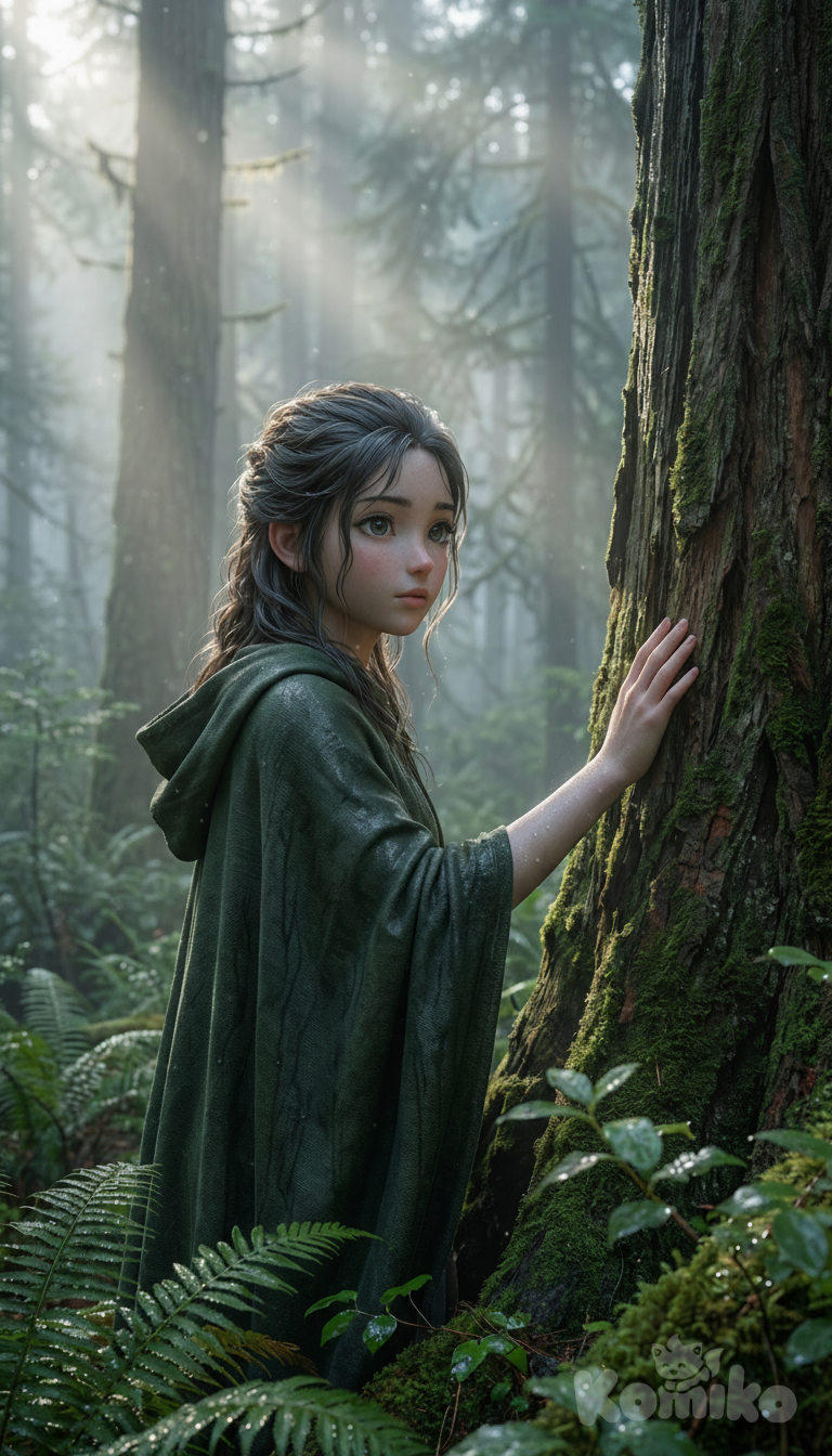 Photorealistic misty temperate rainforest 