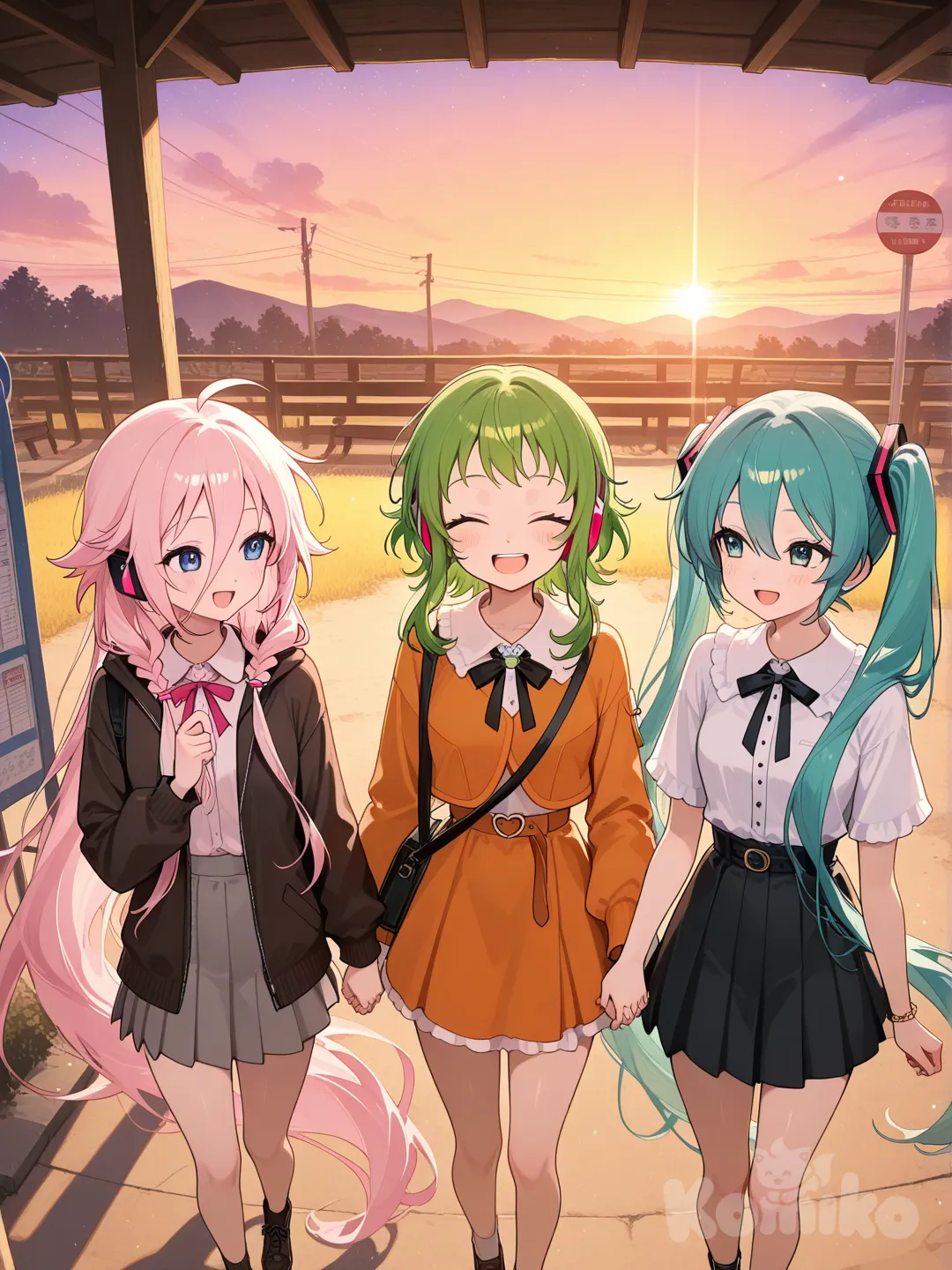 Ia, Gumi, and Miku!!
