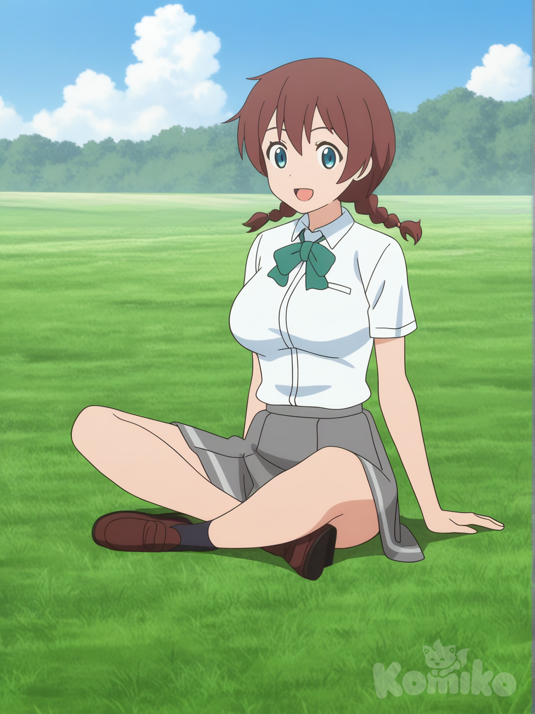 Emma Verde Sitting on grass