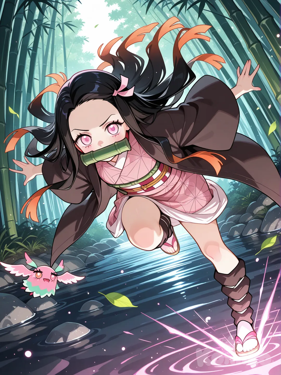 Nezuko: destellos entre saltos 