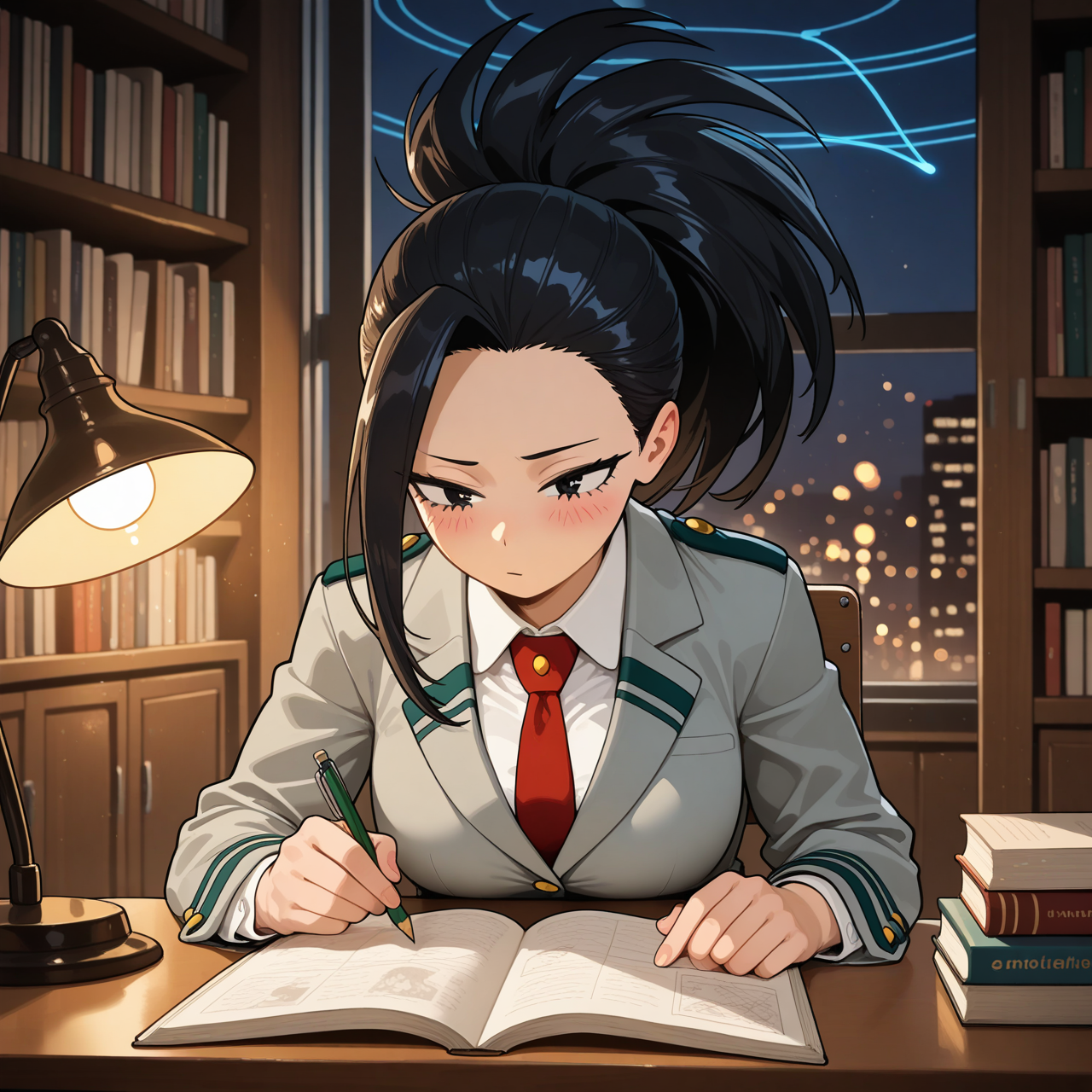 Momo Yaoyorozu: estudios nocturnos 