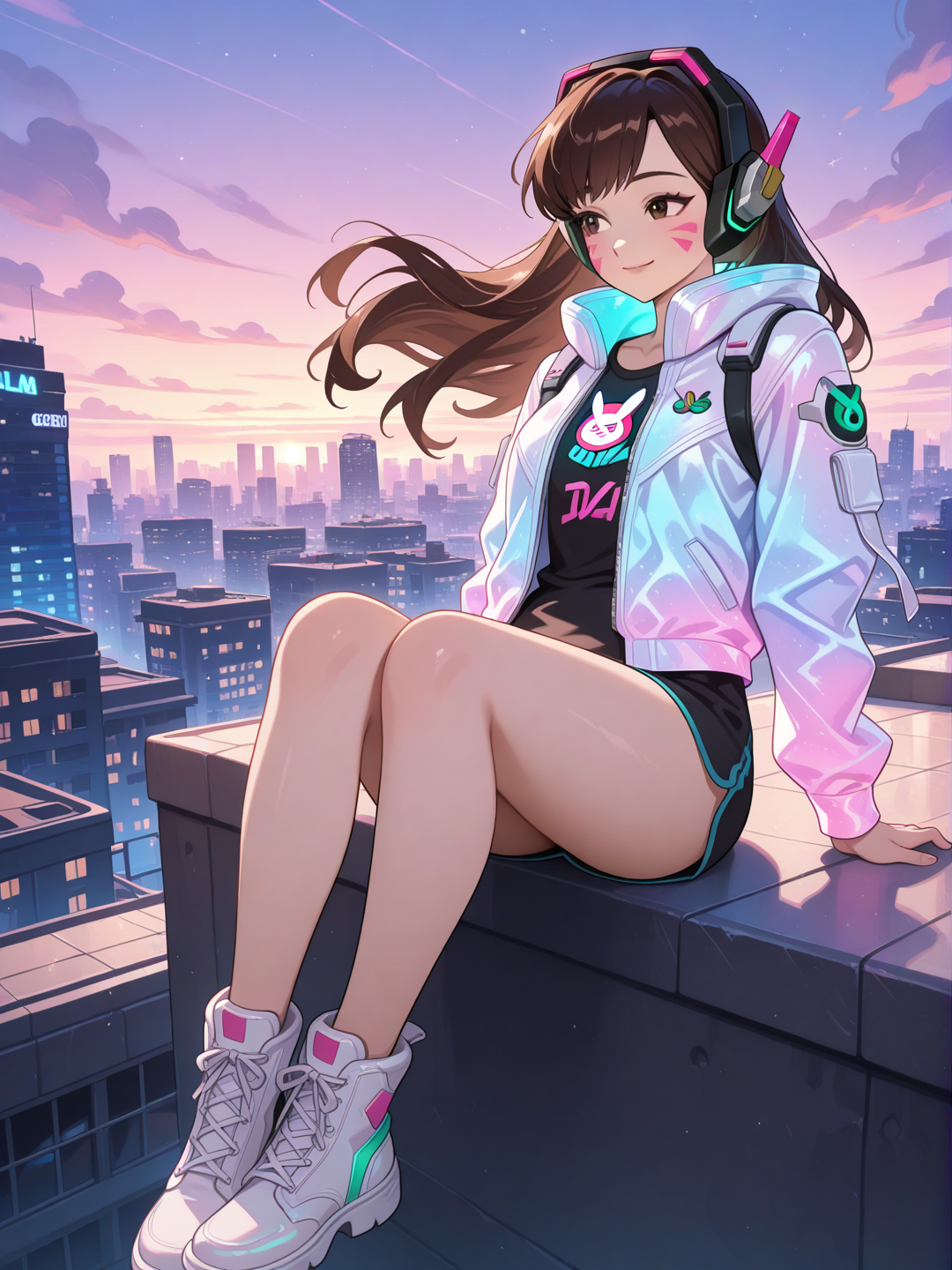D.Va (Overwatch): observando la ciudad