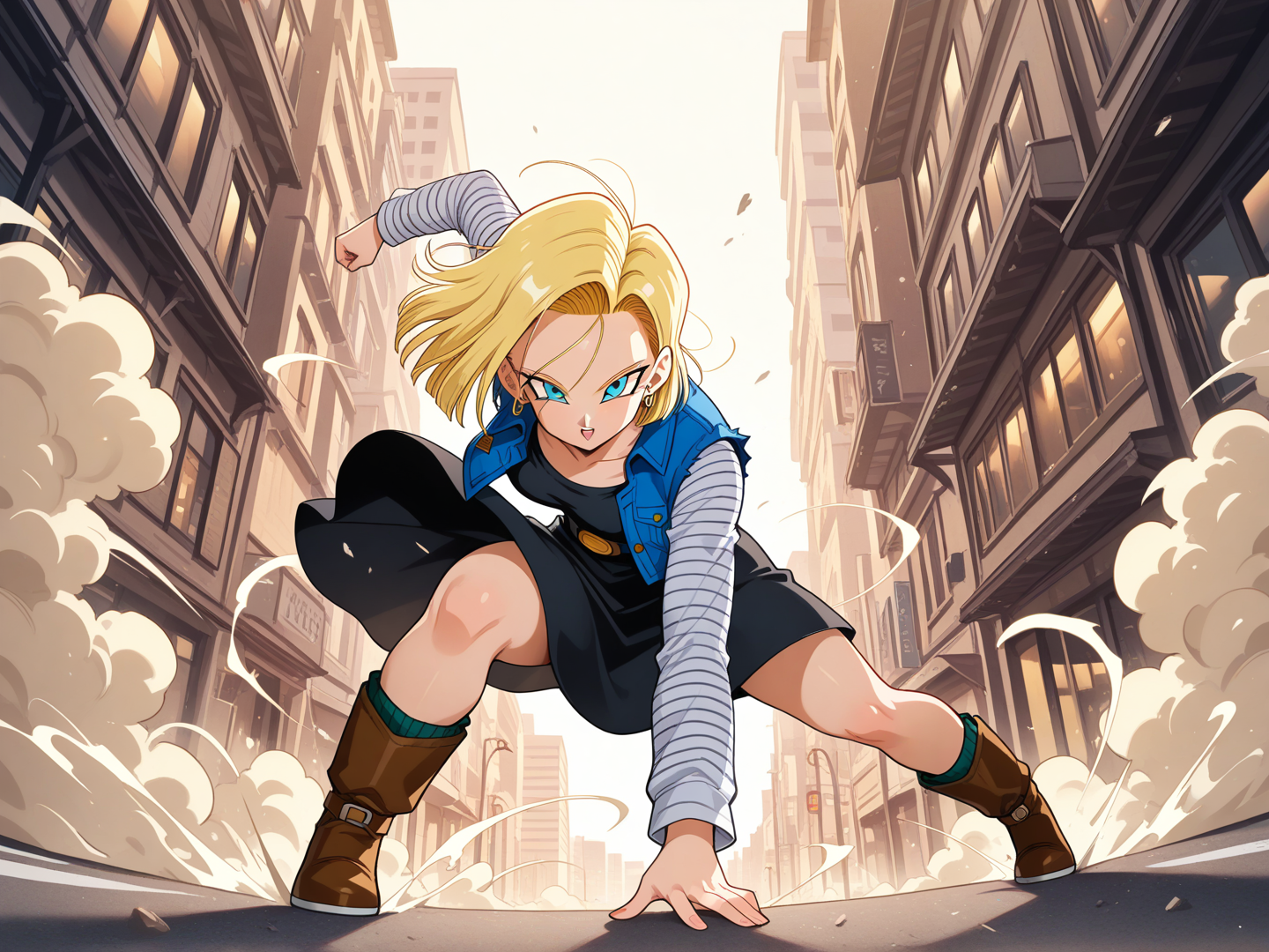 Androide 18: Enfrentamiento en la calle 