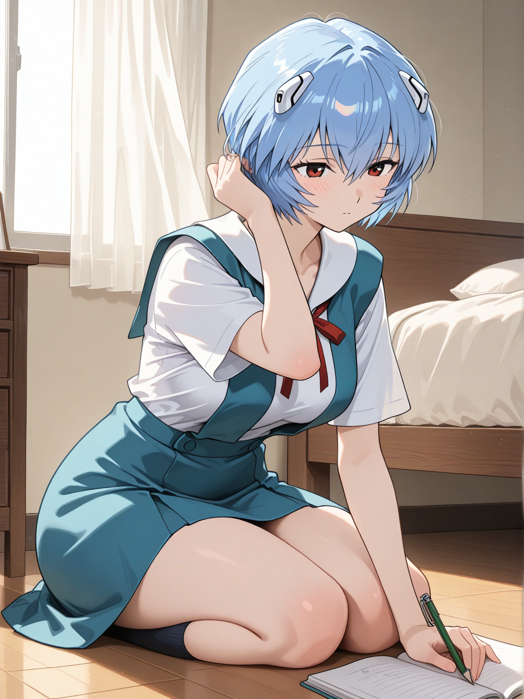 Rei Ayanami: momento de estudio