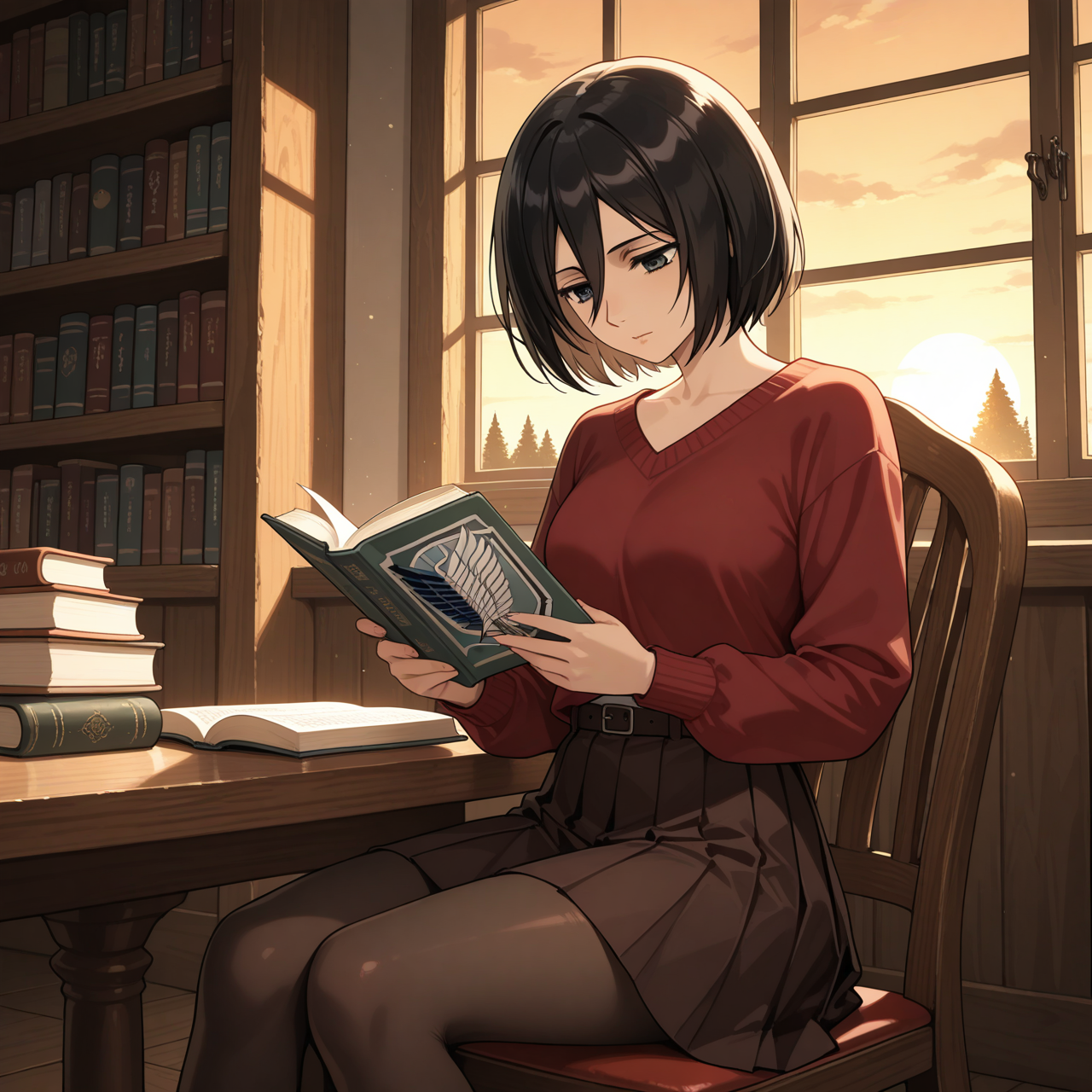 Mikasa: Tarde en la Biblioteca 