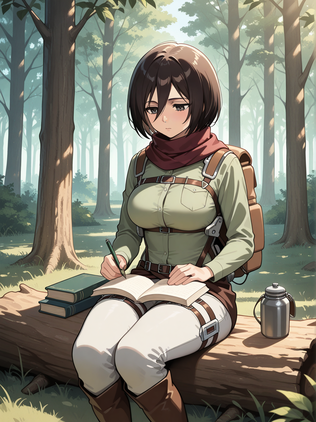 Mikasa: Lectura bajo los arboles