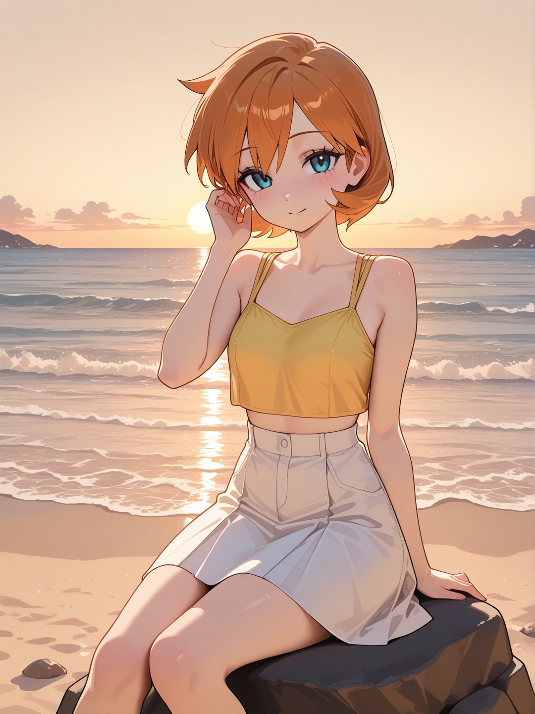 Misty: Playa al atardecer