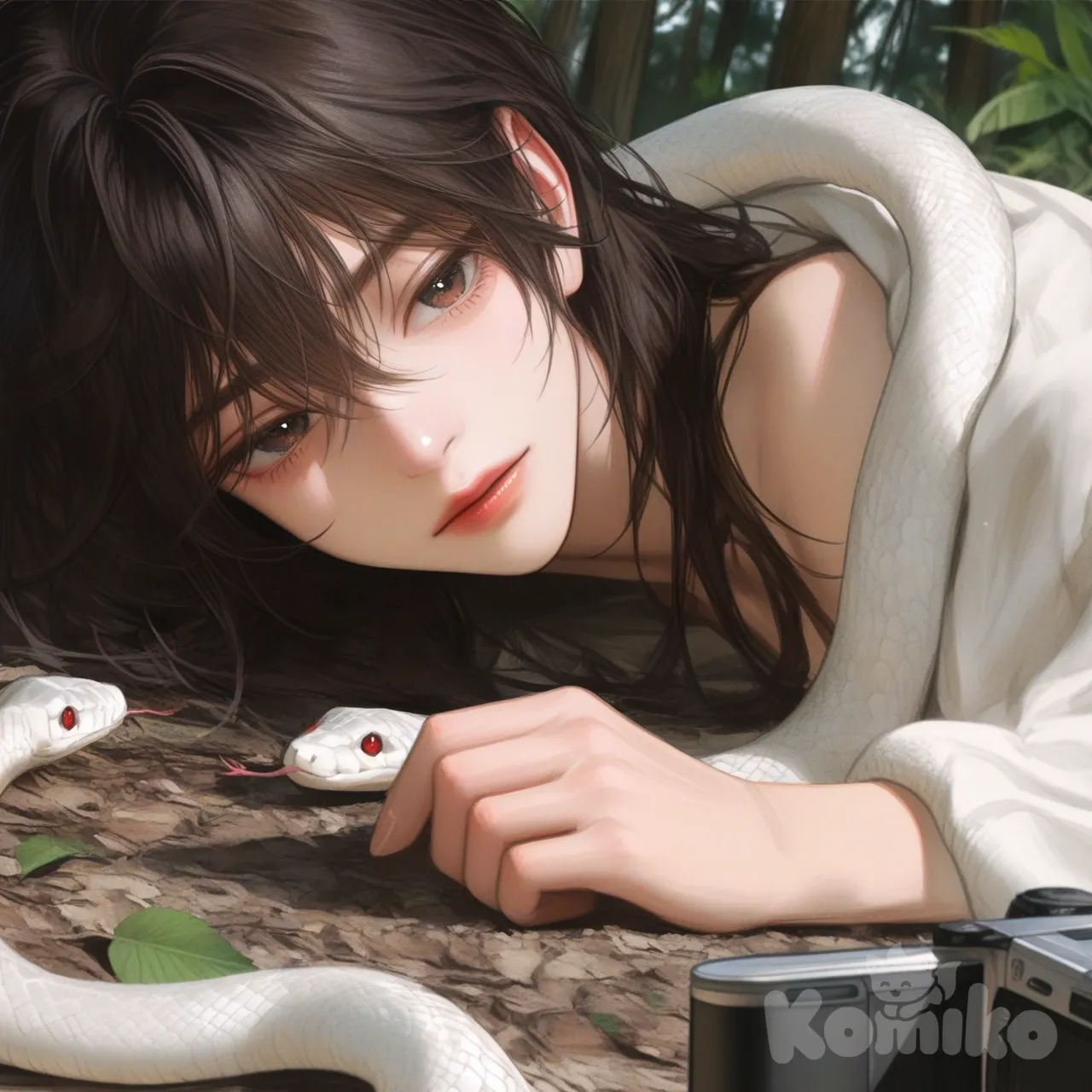 The snake is lying naturally