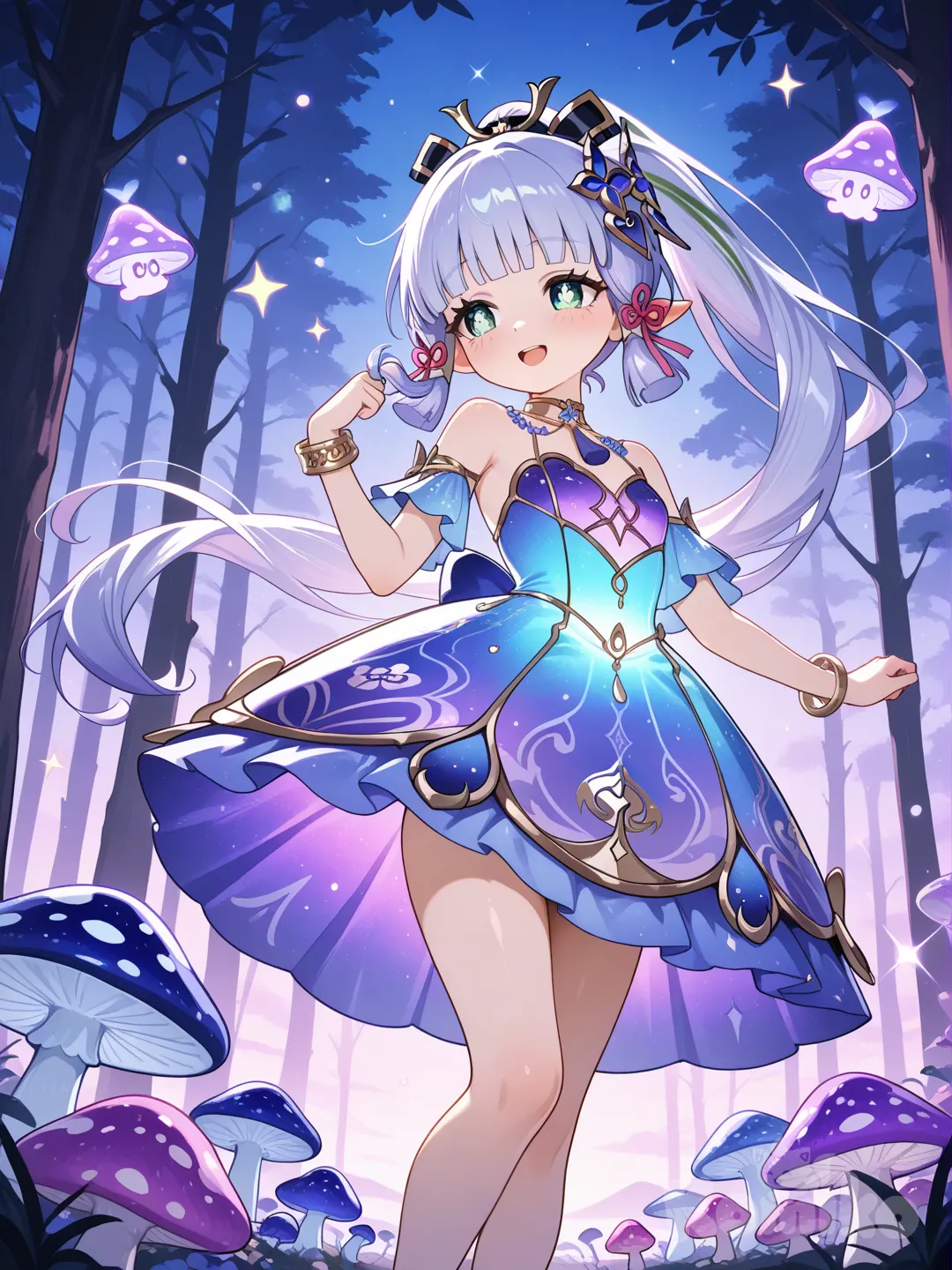 young girl with flowing lavender