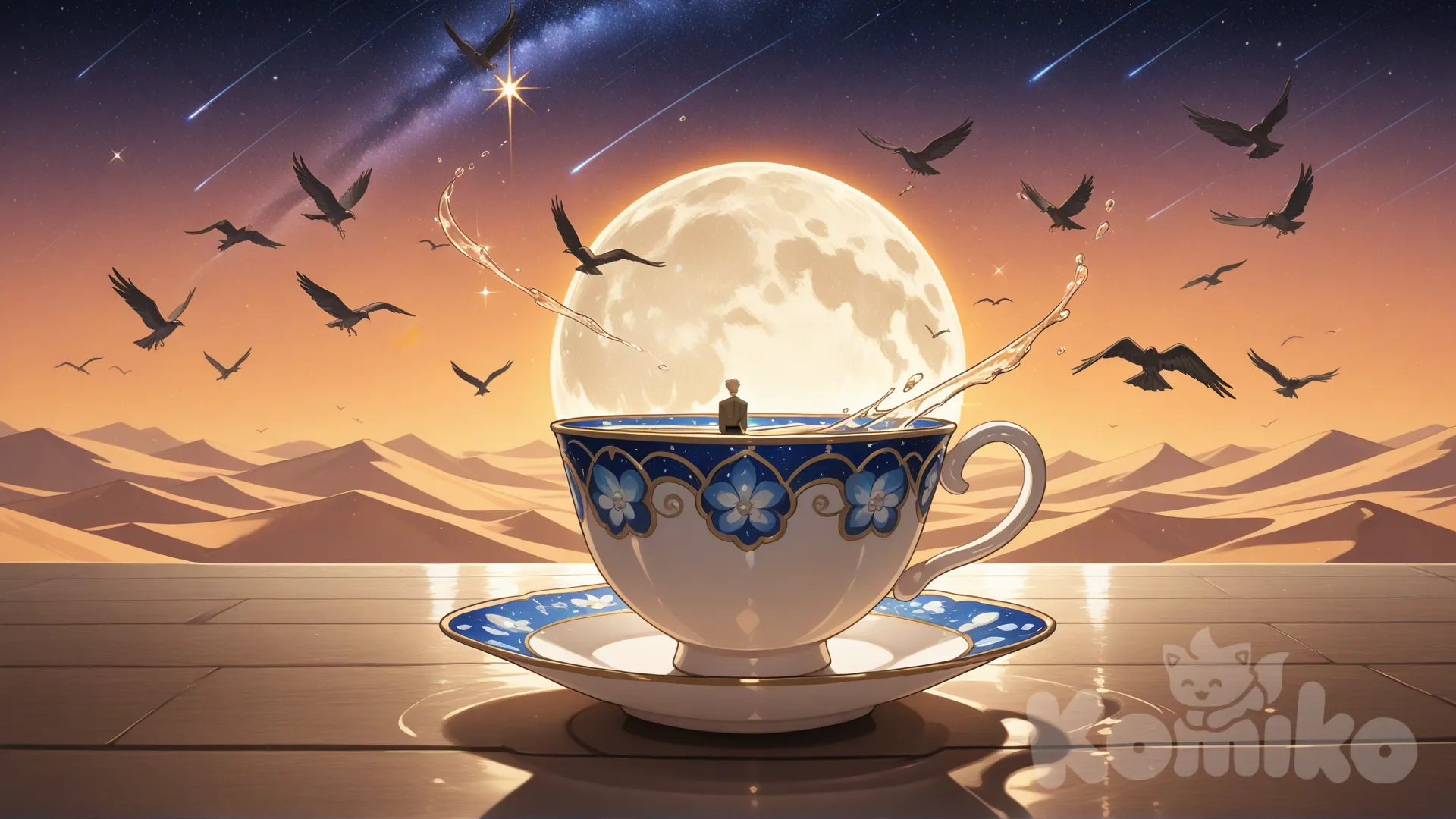 teacup with elegant gold trim and hand-painted 