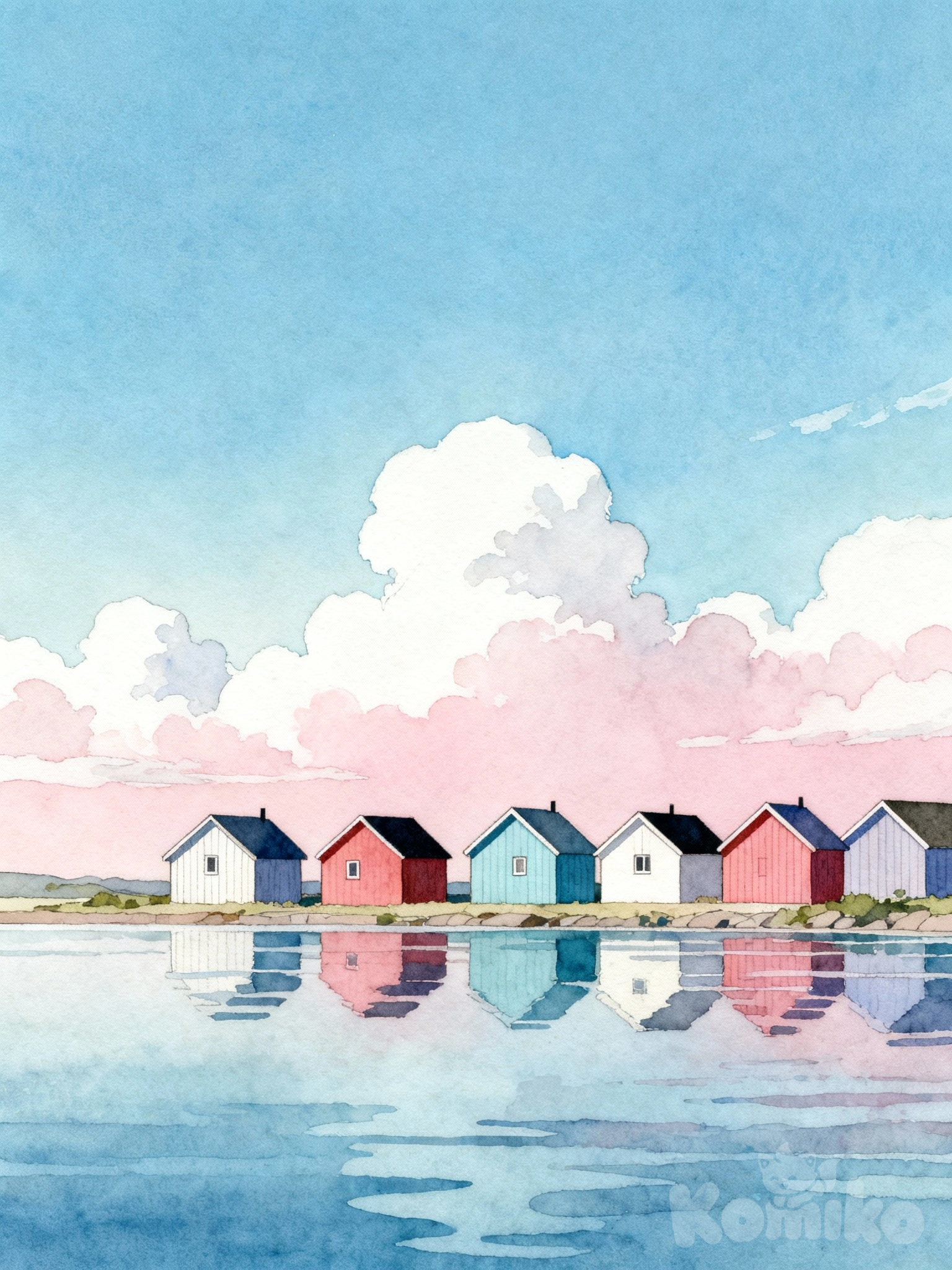  a simple row of vibrant cottages