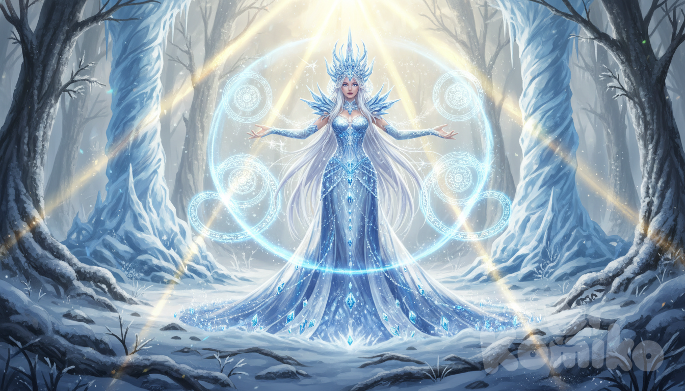 sparkling crystal gown and ice crown,