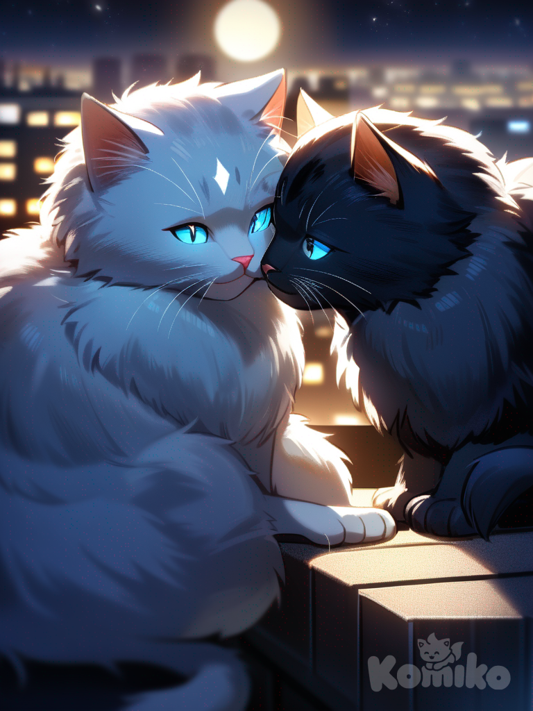 Two Cats Sitting Close Together